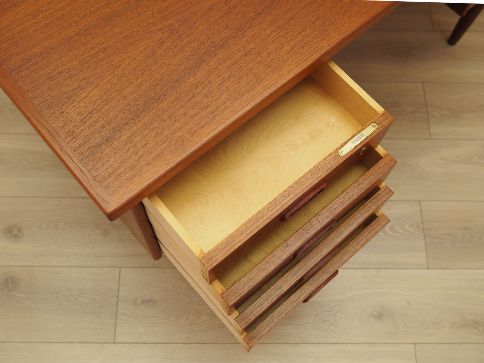 Desk, teak brown, Denmark, 1970s. - 347746