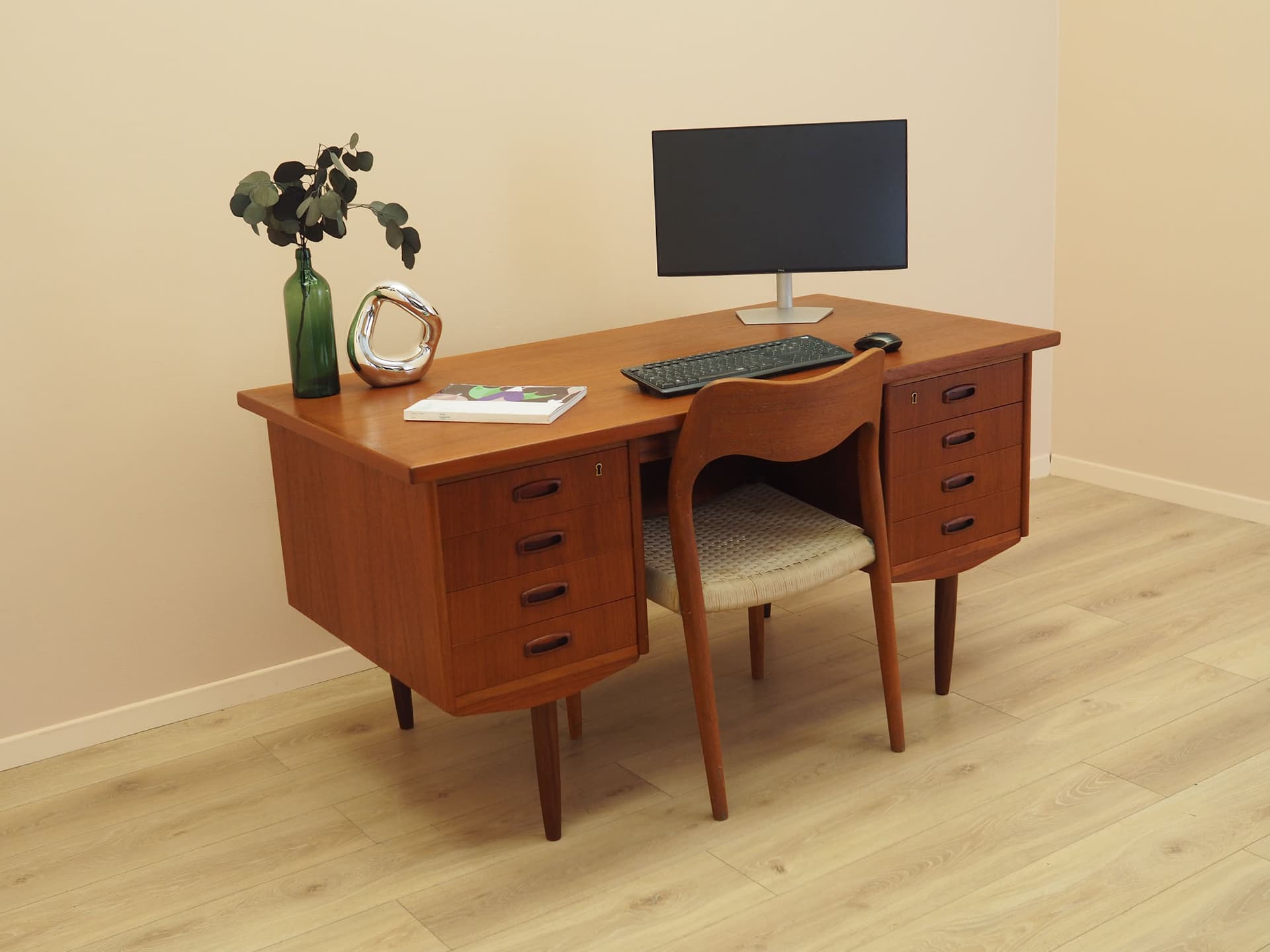 Desk, teak brown, Denmark, 1970s. - 347738