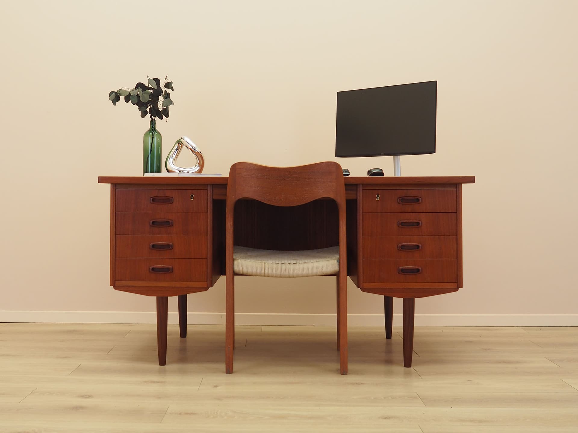 Desk, teak brown, Denmark, 1970s. - 347737