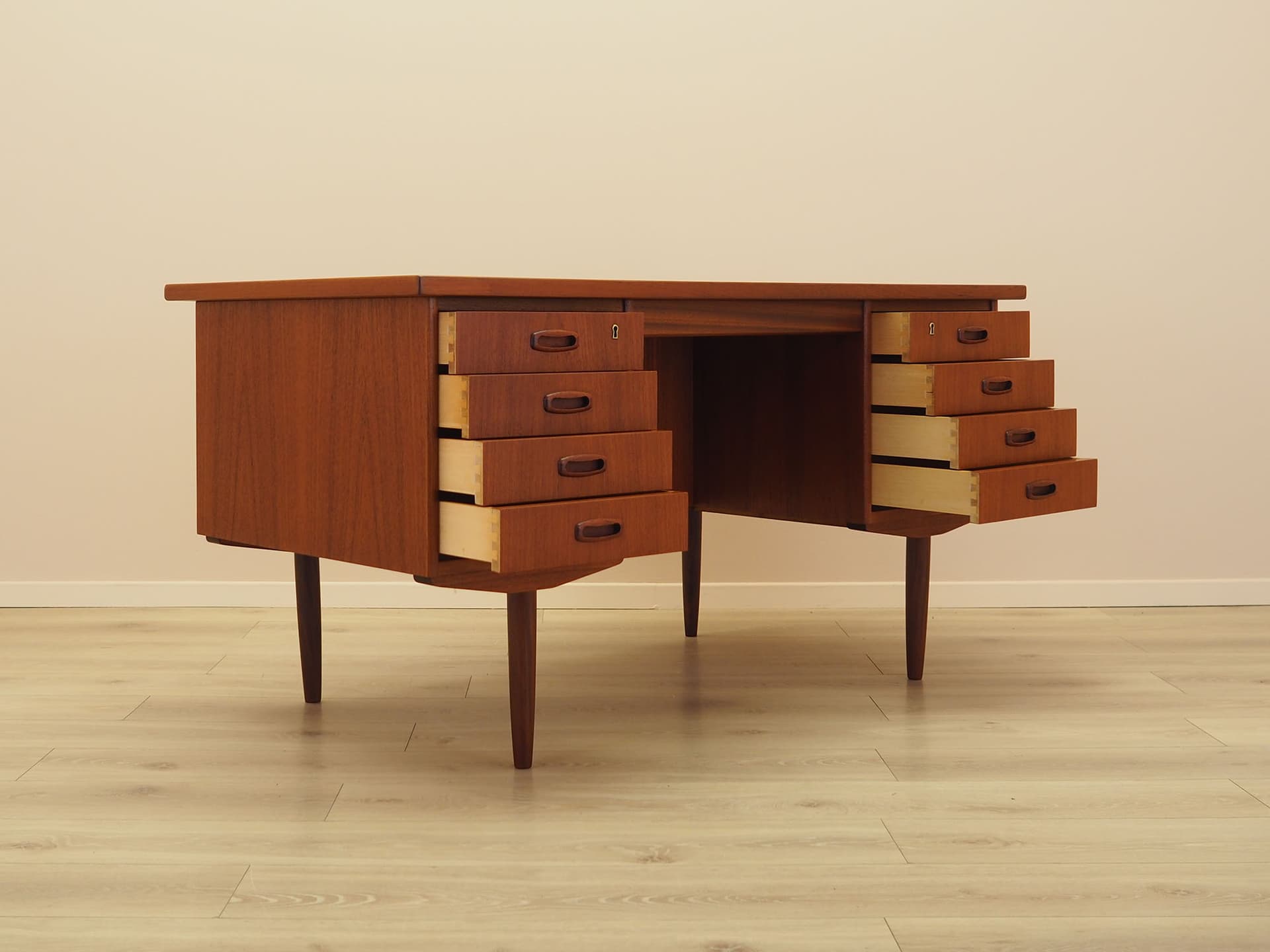 Desk, teak brown, Denmark, 1970s. - 347741