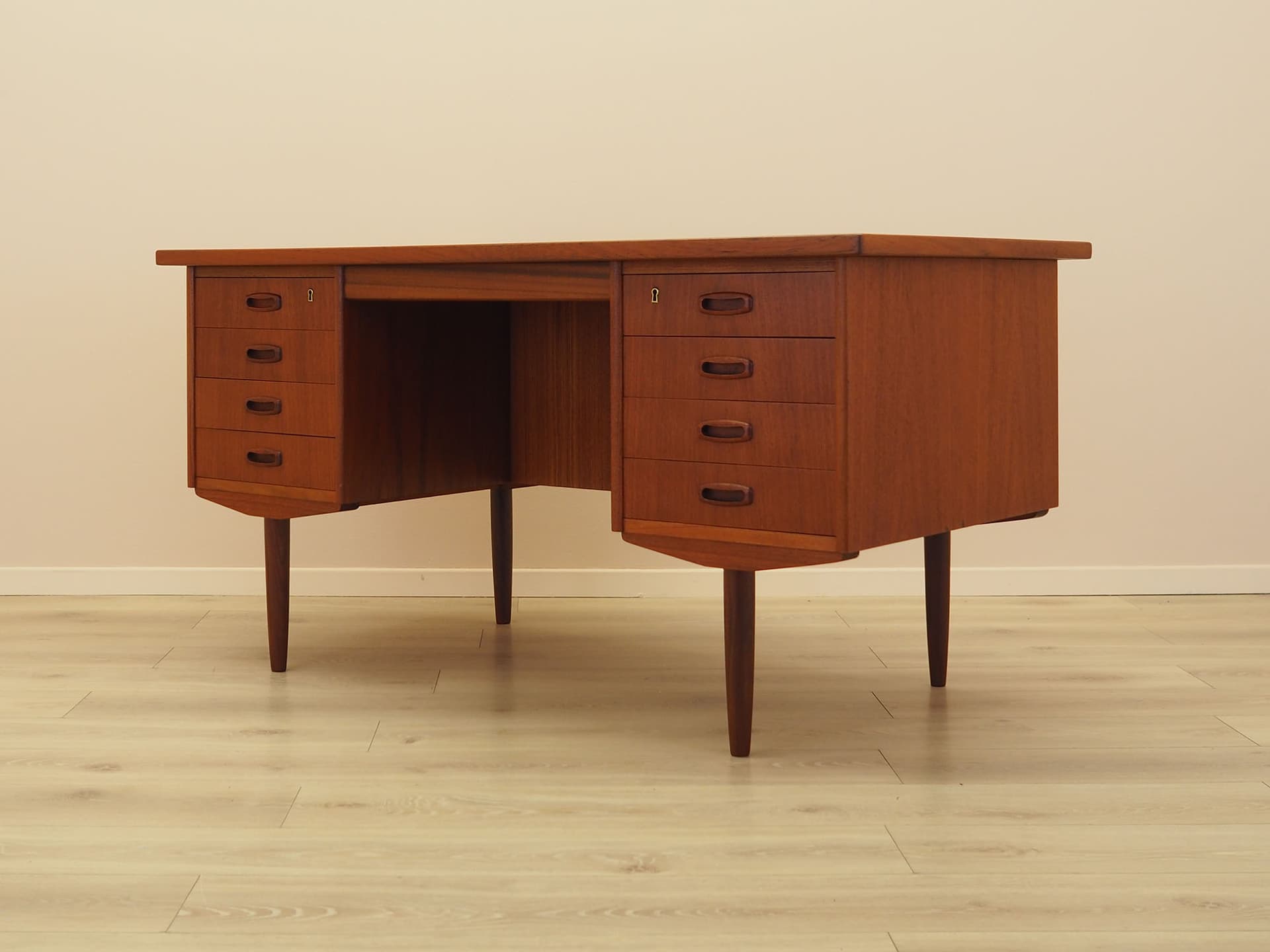 Desk, teak brown, Denmark, 1970s. - 347740