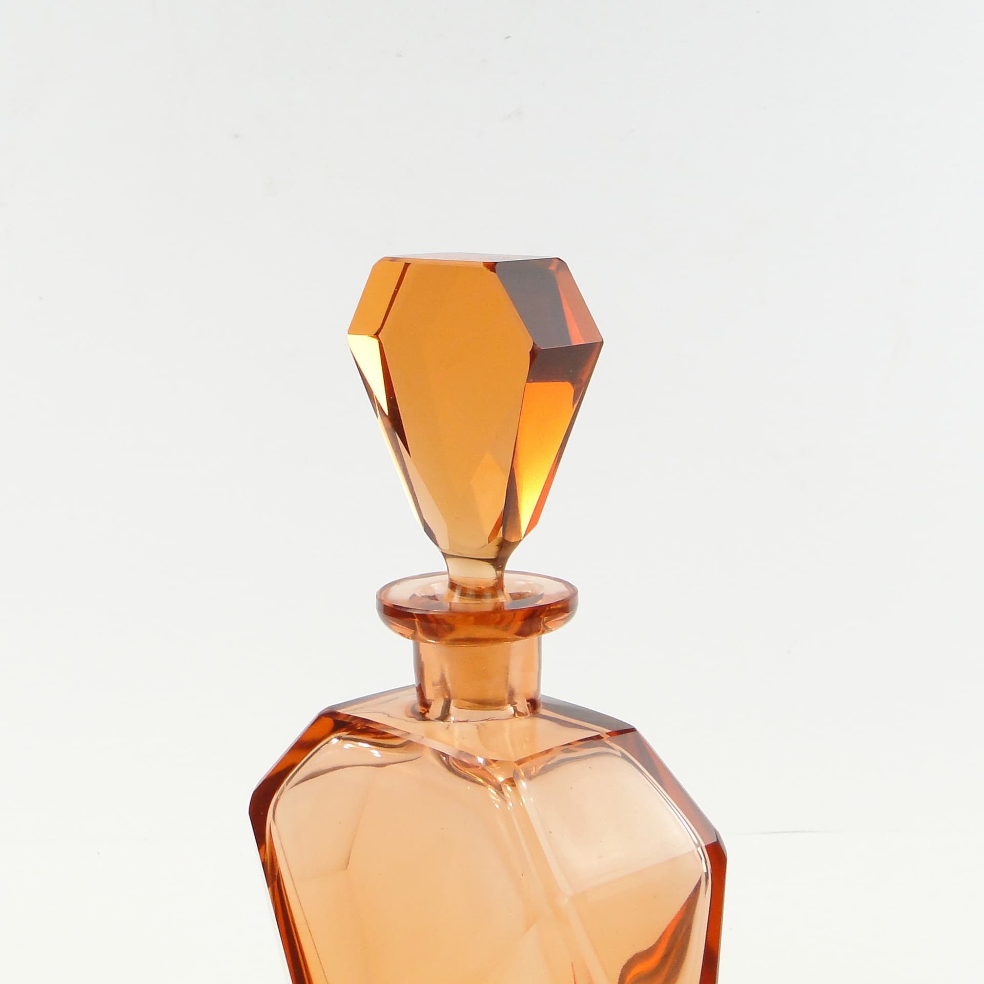 Liqueur set Art Deco, rosaline-orange crystal glass, Moser, Czechoslovakia, 1920s - 347813