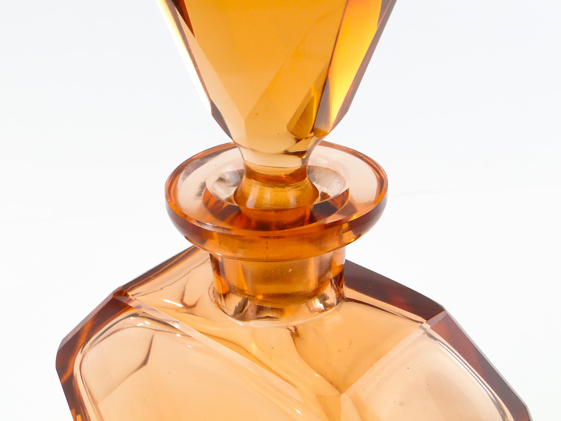 Liqueur set Art Deco, rosaline-orange crystal glass, Moser, Czechoslovakia, 1920s - 347815