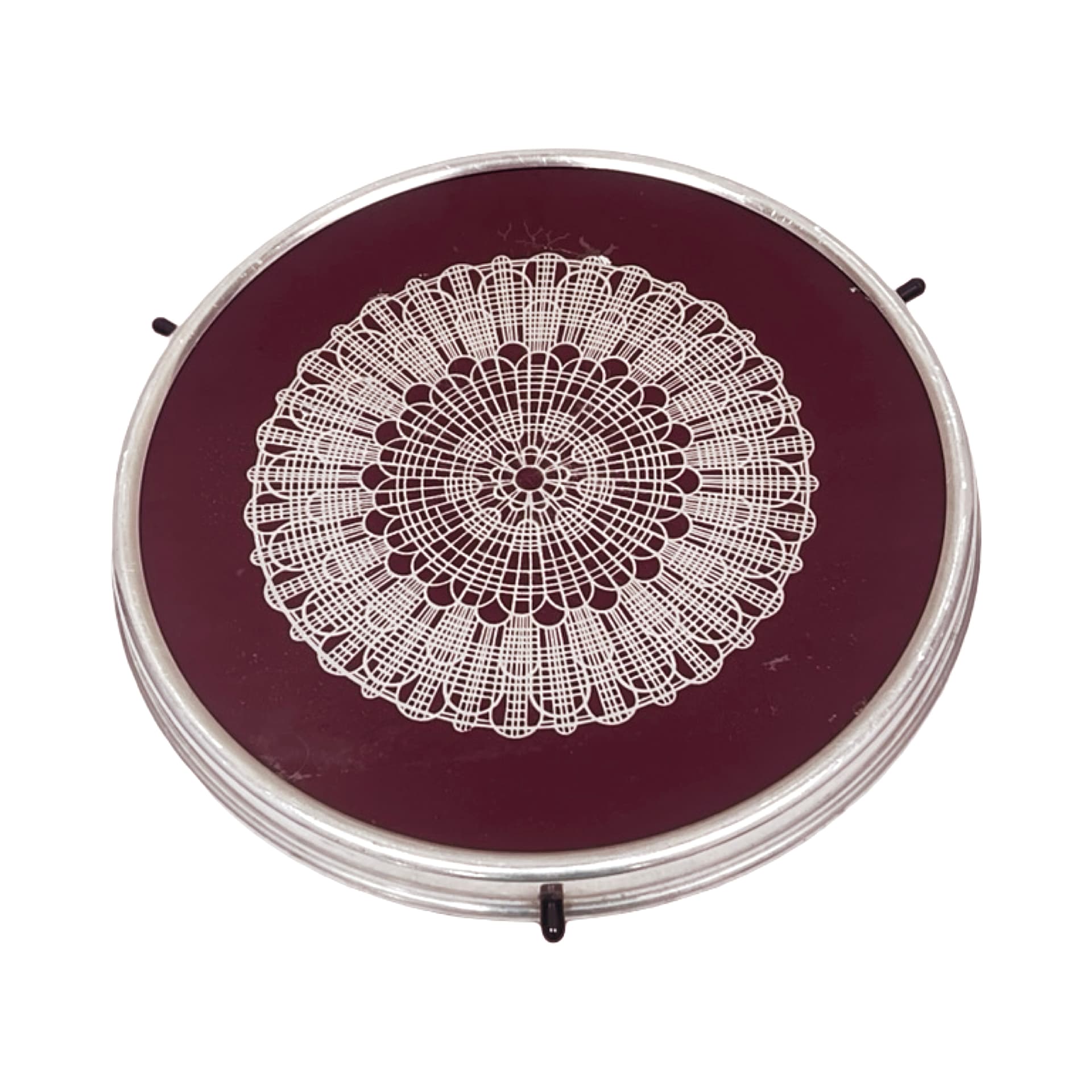 Rotating cake stand, transparent glass, silver metal, Poland, 1970s - 347956