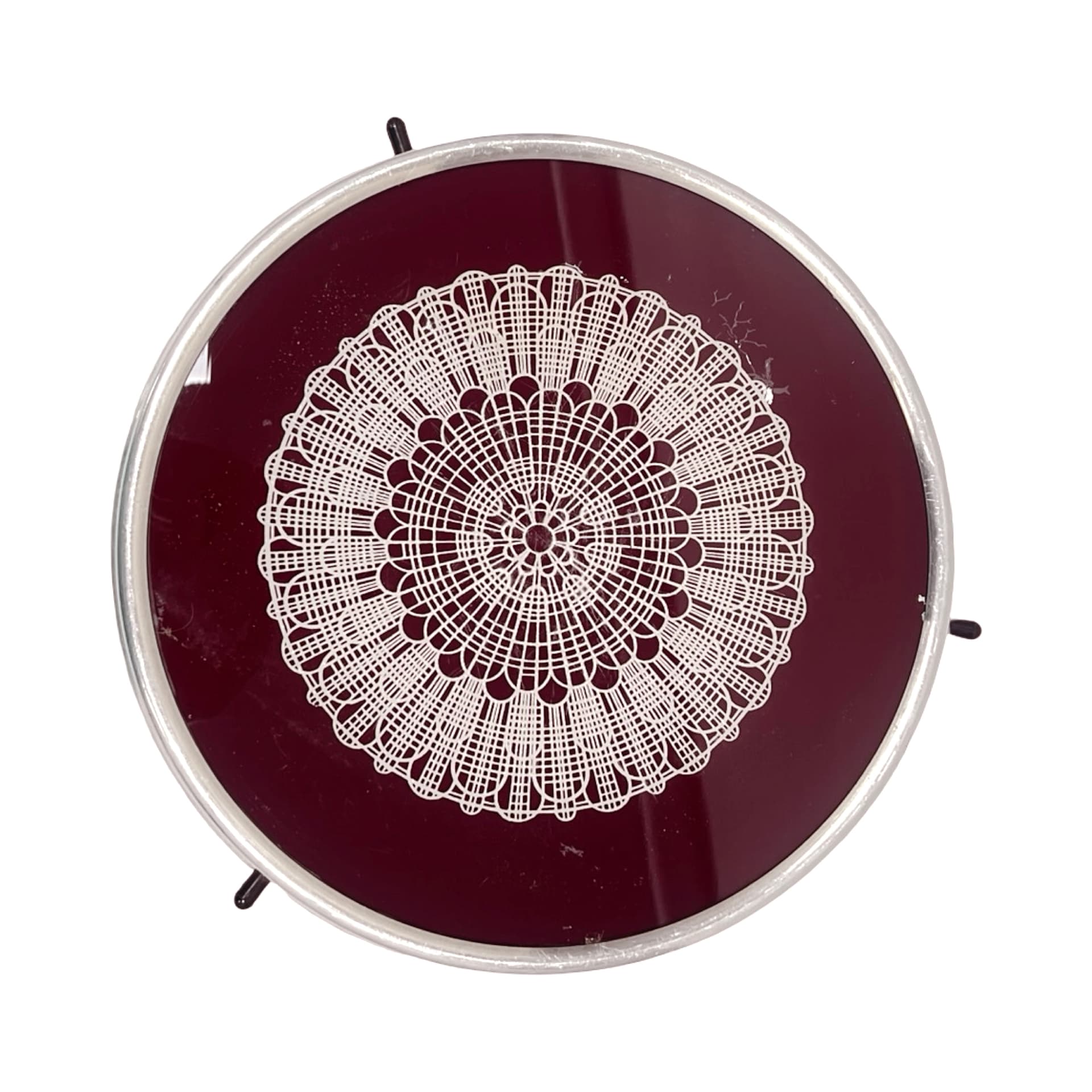 Rotating cake stand, transparent glass, silver metal, Poland, 1970s - 347963