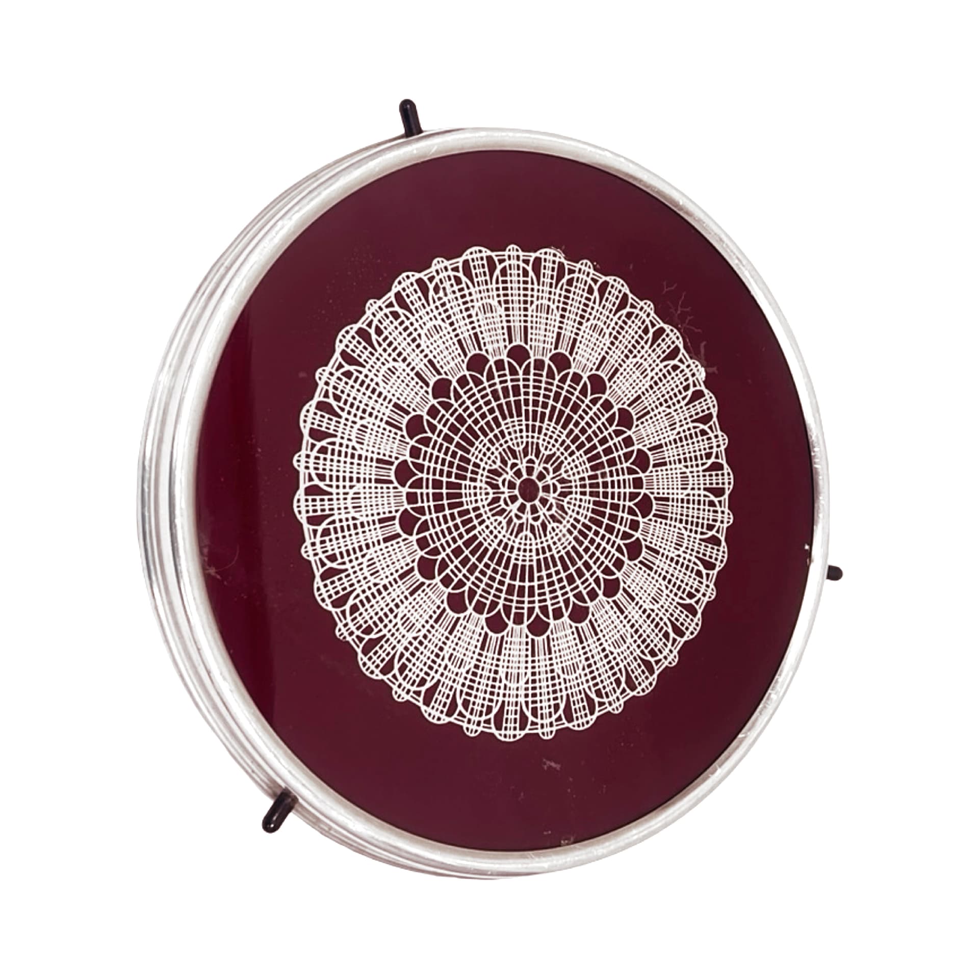 Rotating cake stand, transparent glass, silver metal, Poland, 1970s - 347962