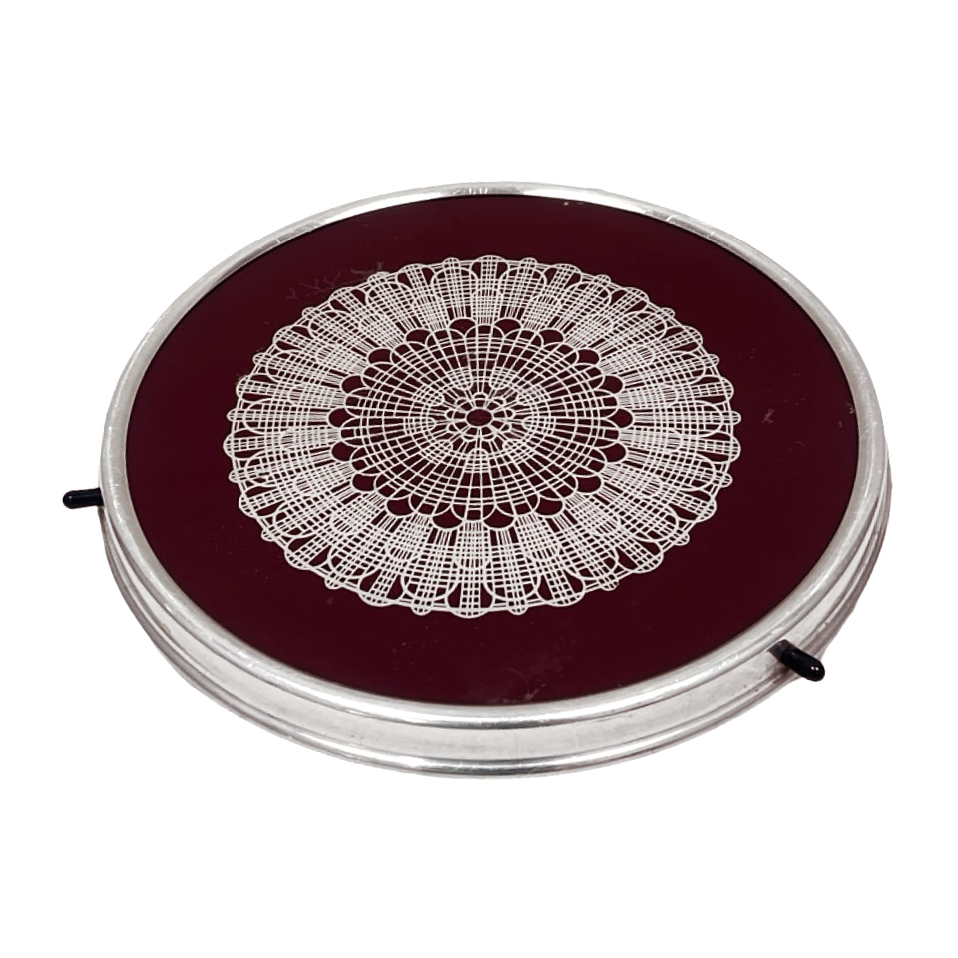 Rotating cake stand, transparent glass, silver metal, Poland, 1970s - 347961