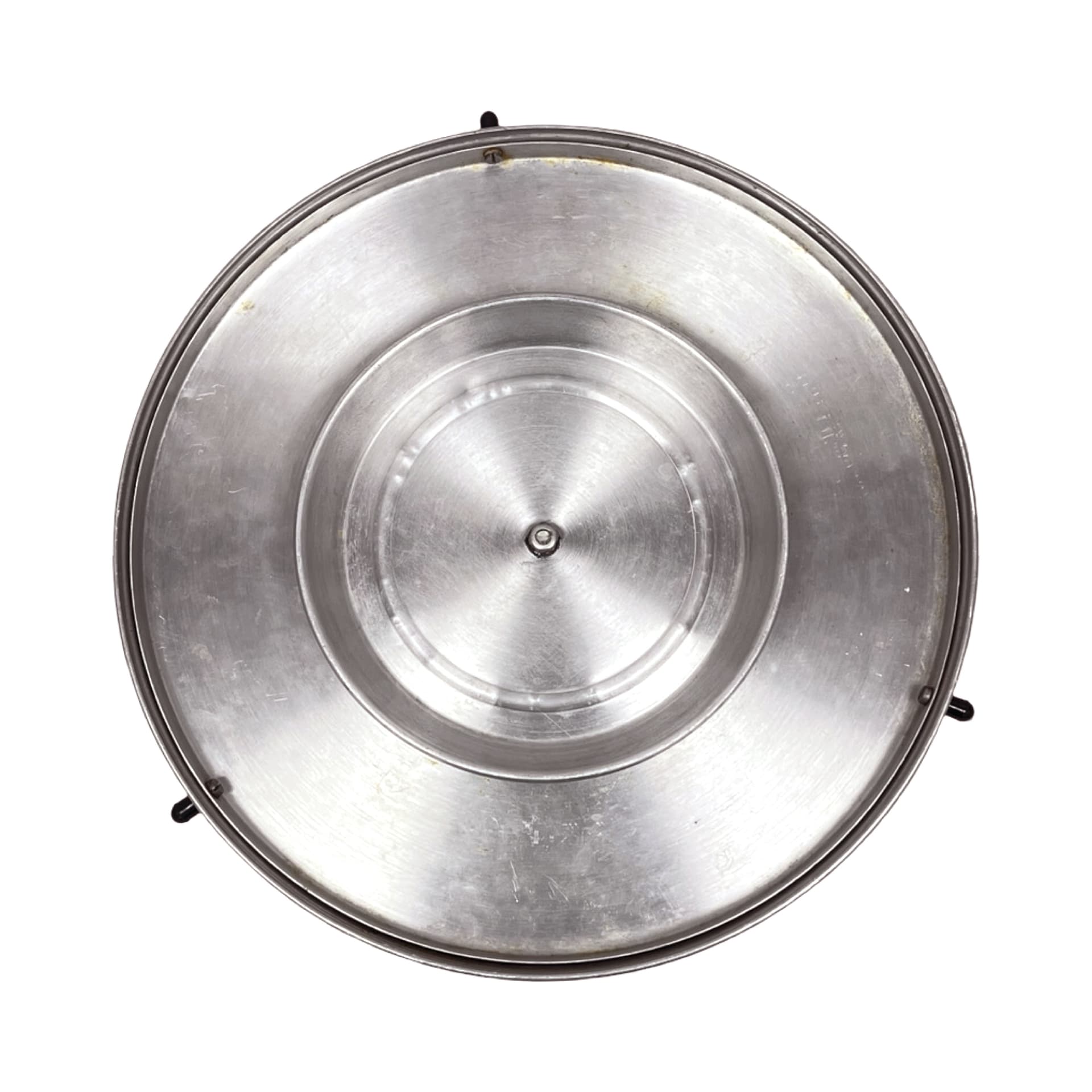 Rotating cake stand, transparent glass, silver metal, Poland, 1970s - 347957