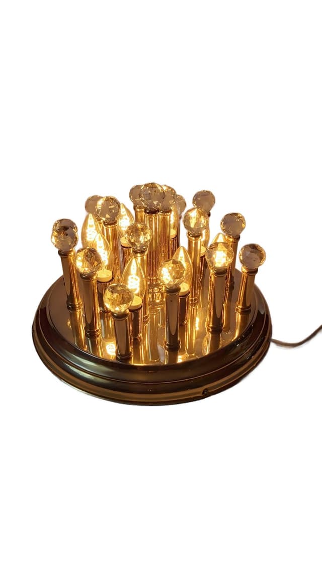 Flush Mount Hollywood Regency, gold, brass, crystal, 1970s - DIMENSION