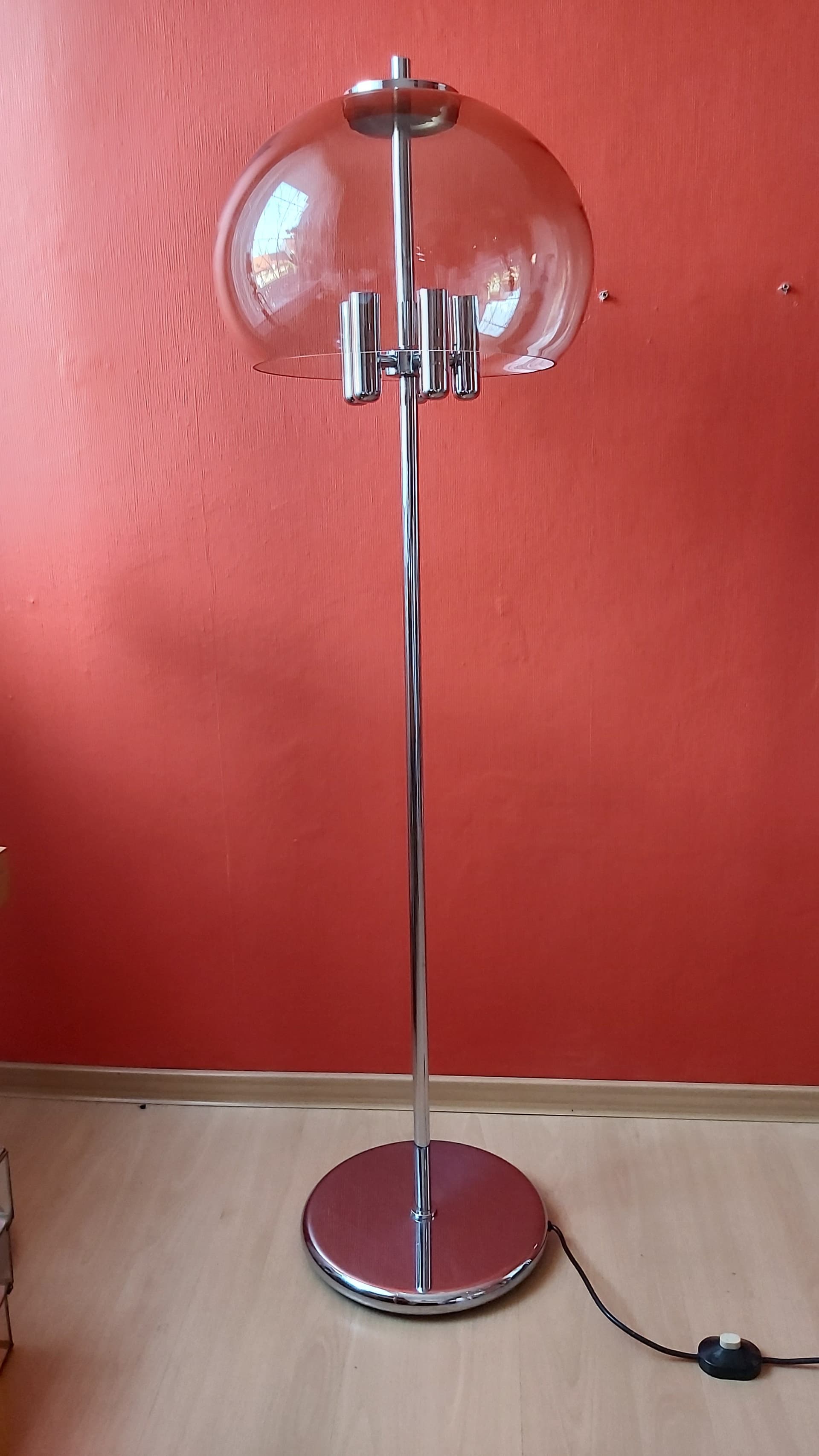 Floor Lamp Space Age, silver chrome, transparent acrylic, 1970s - 347997