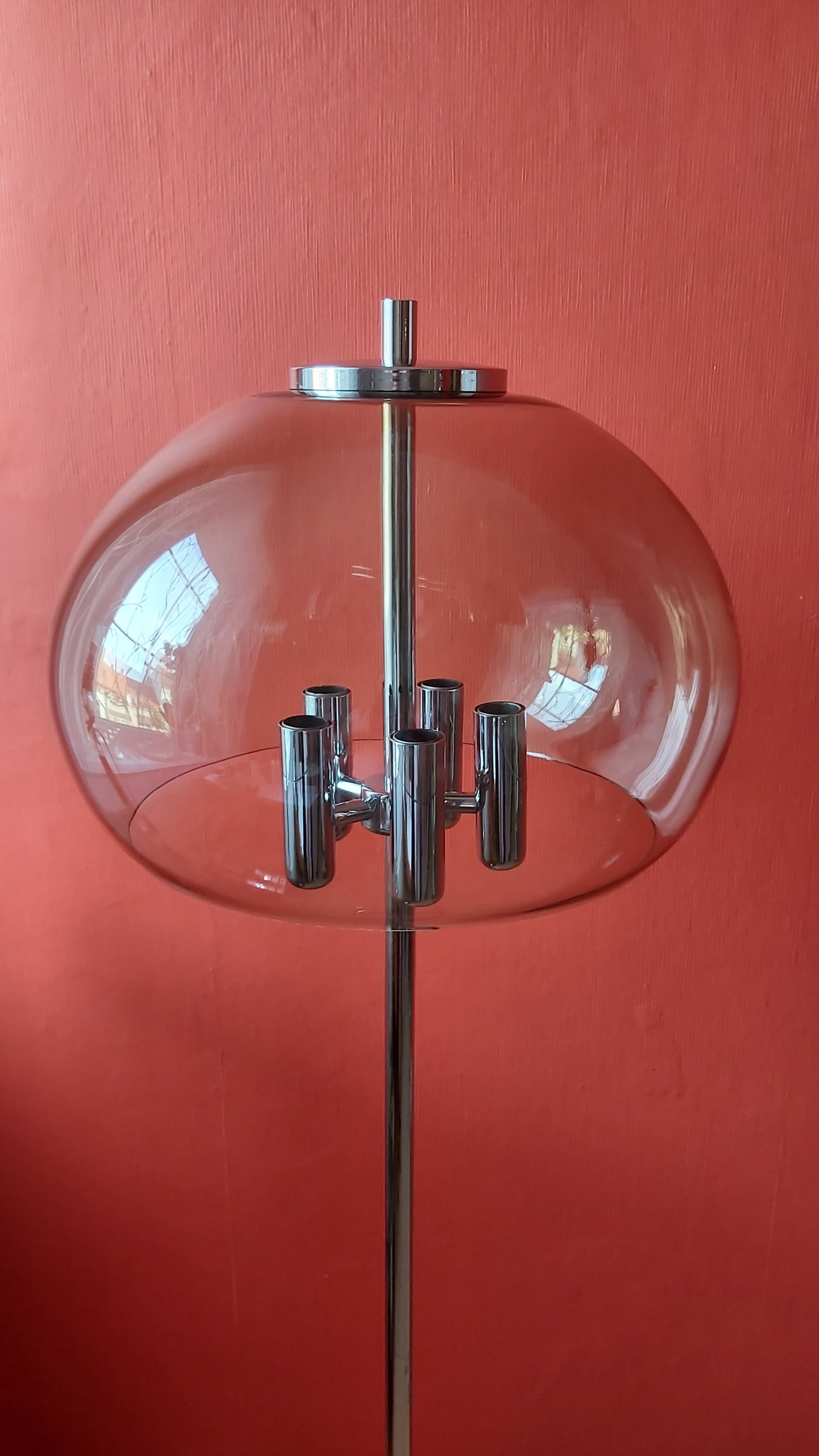 Floor Lamp Space Age, silver chrome, transparent acrylic, 1970s - 347996