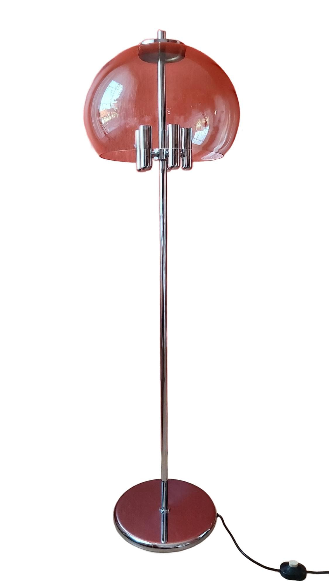 Floor Lamp Space Age, silver chrome, transparent acrylic, 1970s
