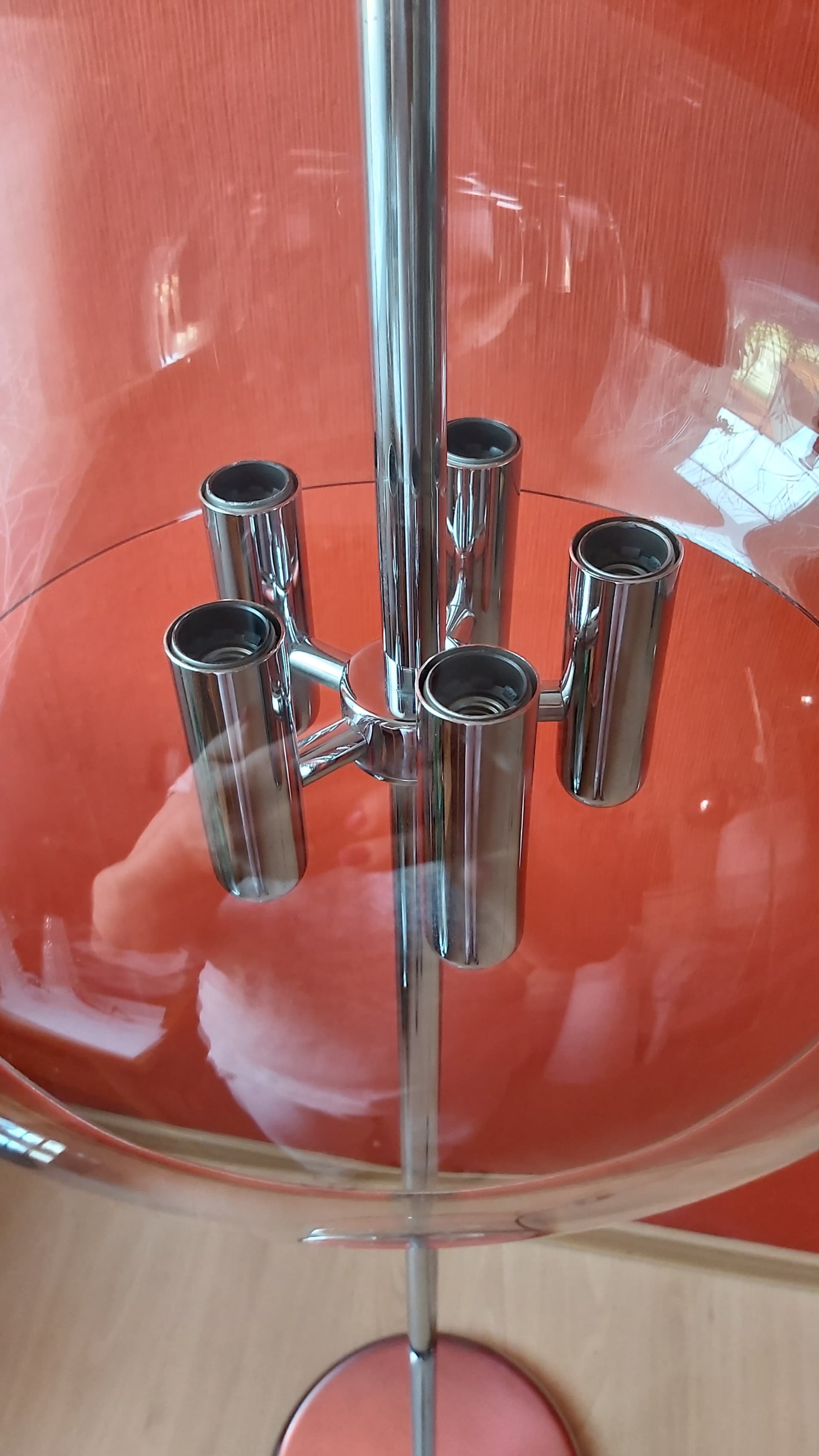 Floor Lamp Space Age, silver chrome, transparent acrylic, 1970s - 347993