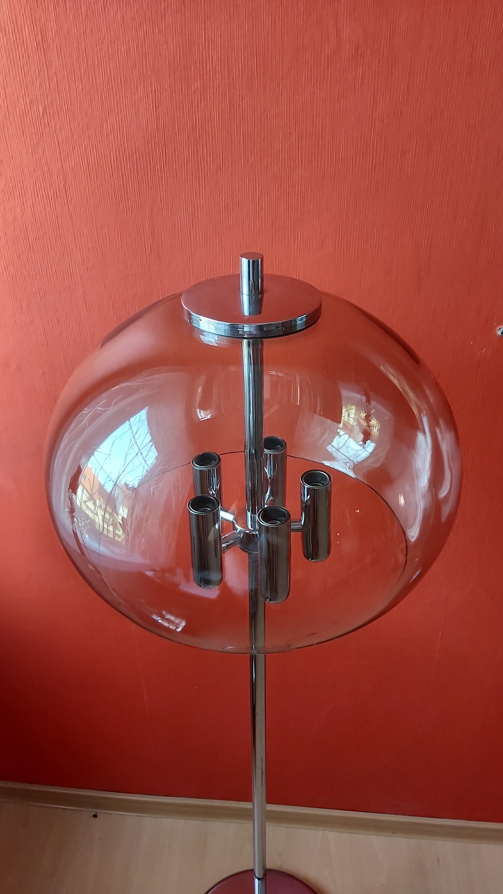 Floor Lamp Space Age, silver chrome, transparent acrylic, 1970s - 347994
