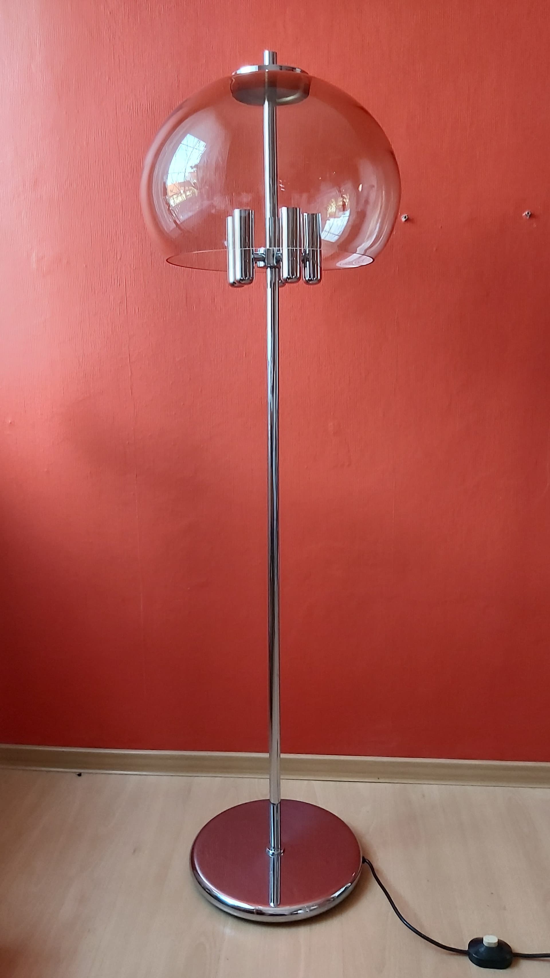 Floor Lamp Space Age, silver chrome, transparent acrylic, 1970s - 347992