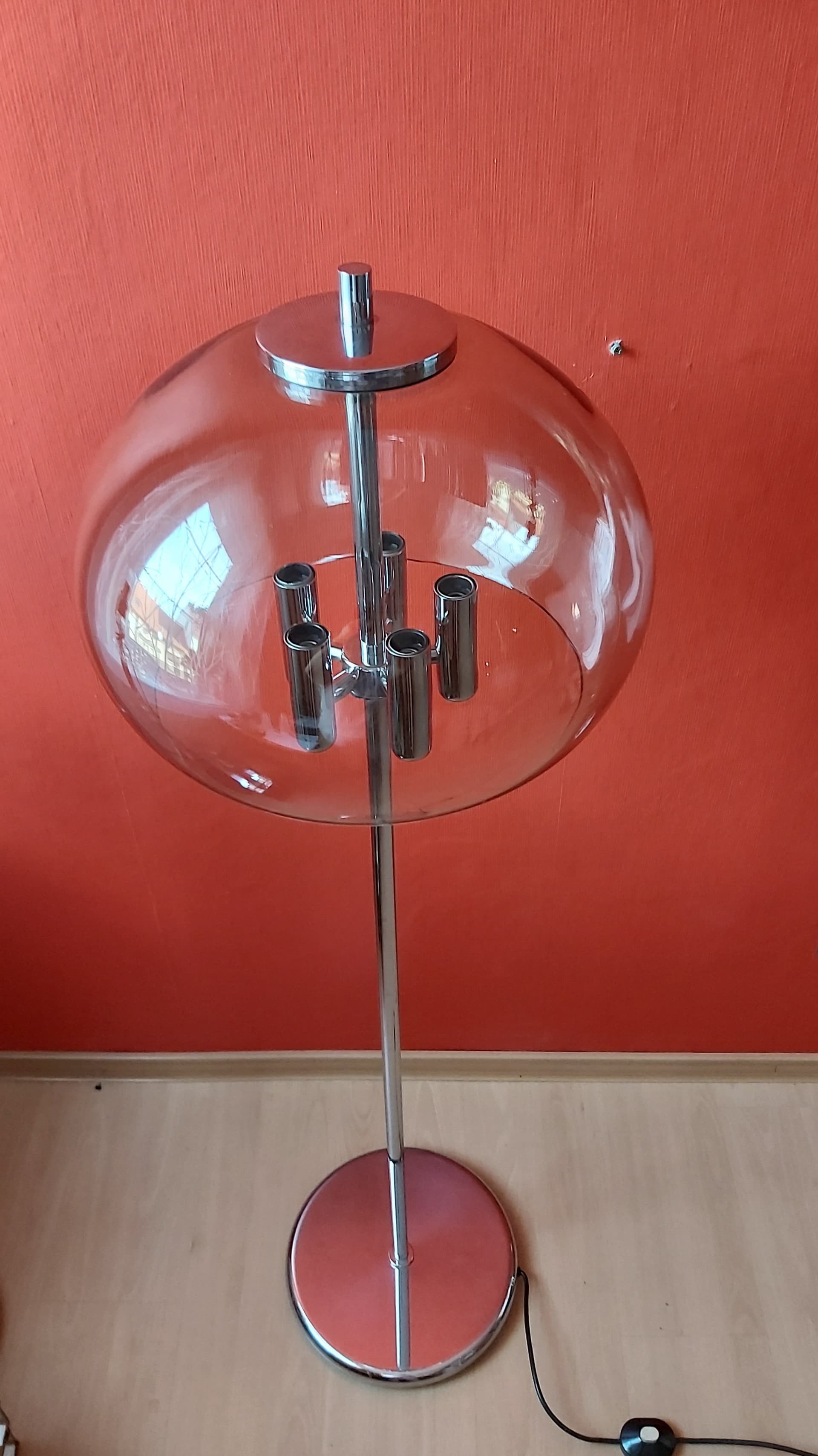 Floor Lamp Space Age, silver chrome, transparent acrylic, 1970s - 347995