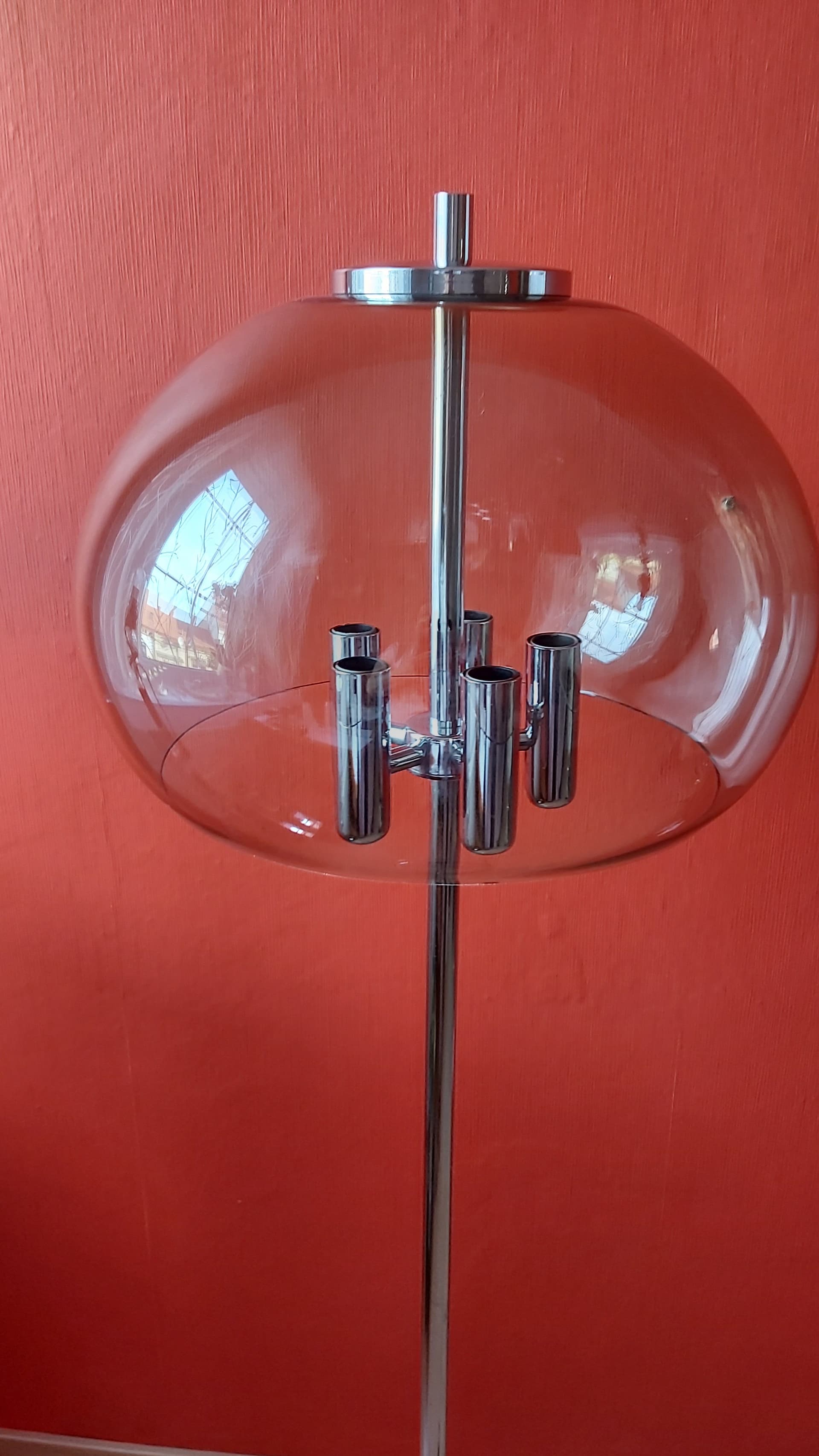 Floor Lamp Space Age, silver chrome, transparent acrylic, 1970s - 347999