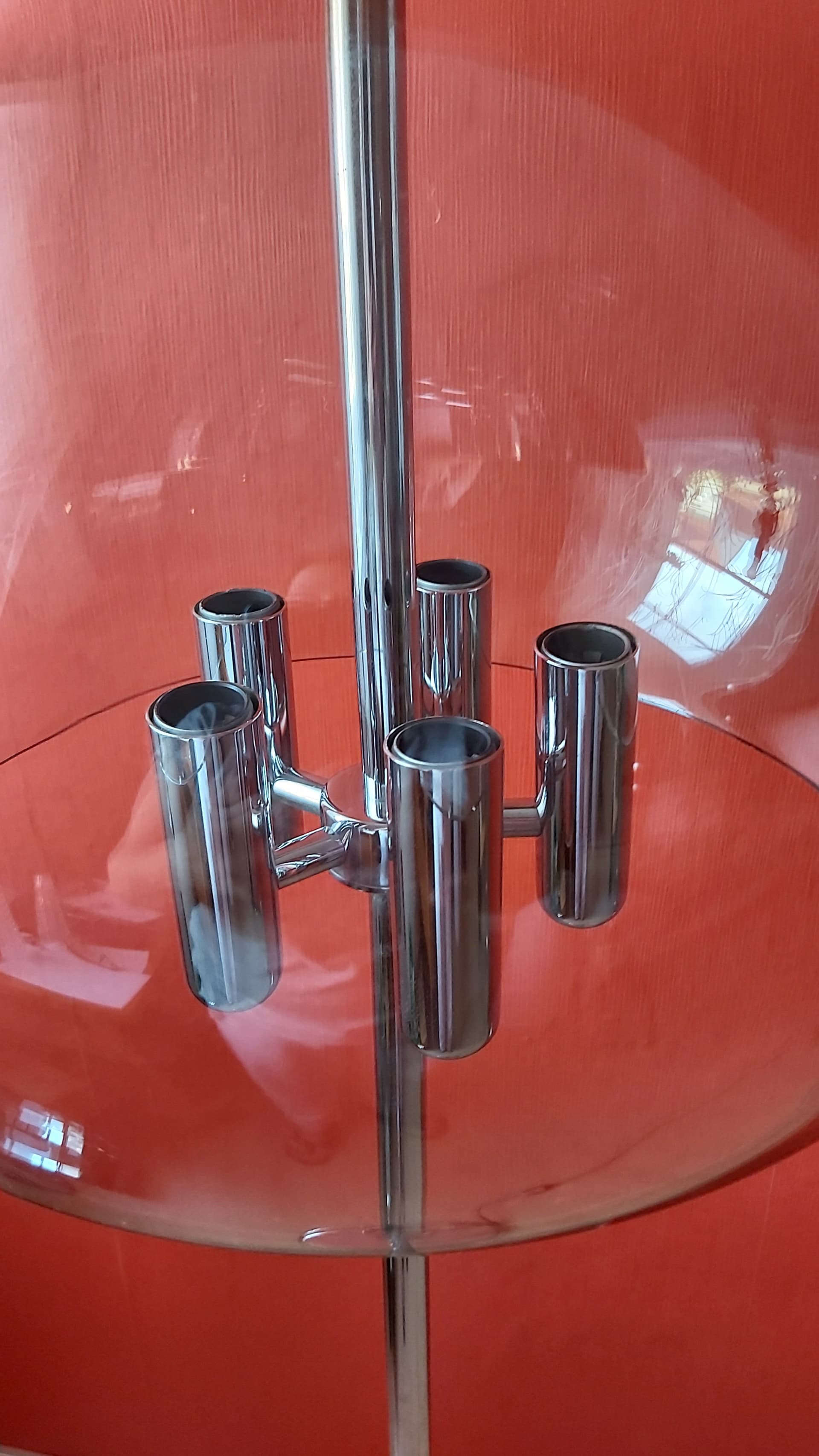 Floor Lamp Space Age, silver chrome, transparent acrylic, 1970s - 348000