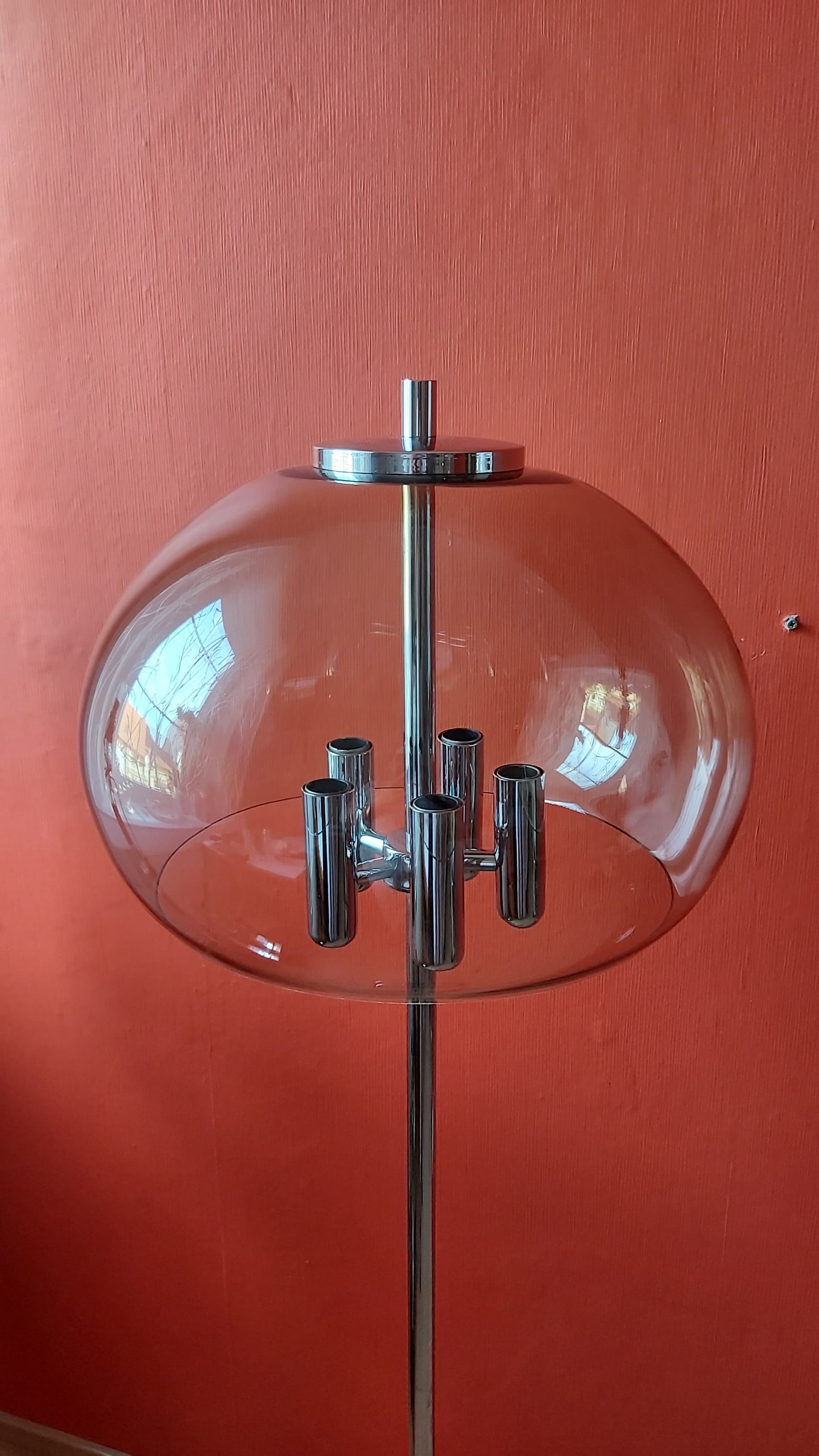 Floor Lamp Space Age, silver chrome, transparent acrylic, 1970s - 347998
