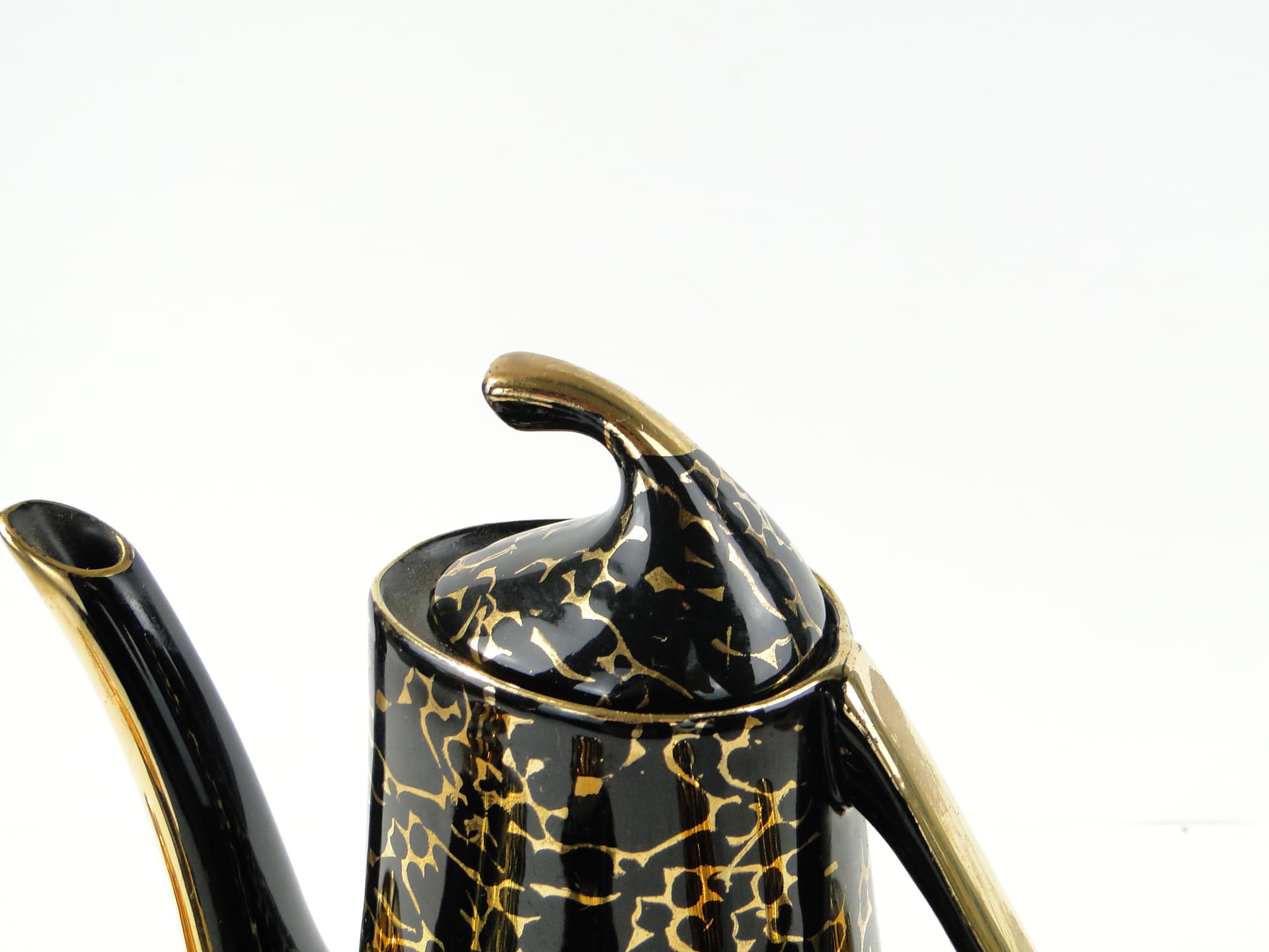 Coffee set Iza, black gold porcelain, by J. Wrzesień, Chodzież, Poland, 1960s. - 348050