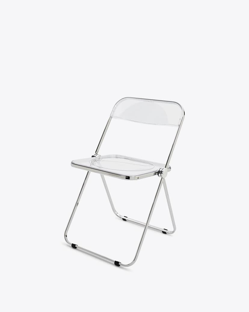 Folding chair Plia, transparent, chrome, by G. Piretti, Anonima Castelli