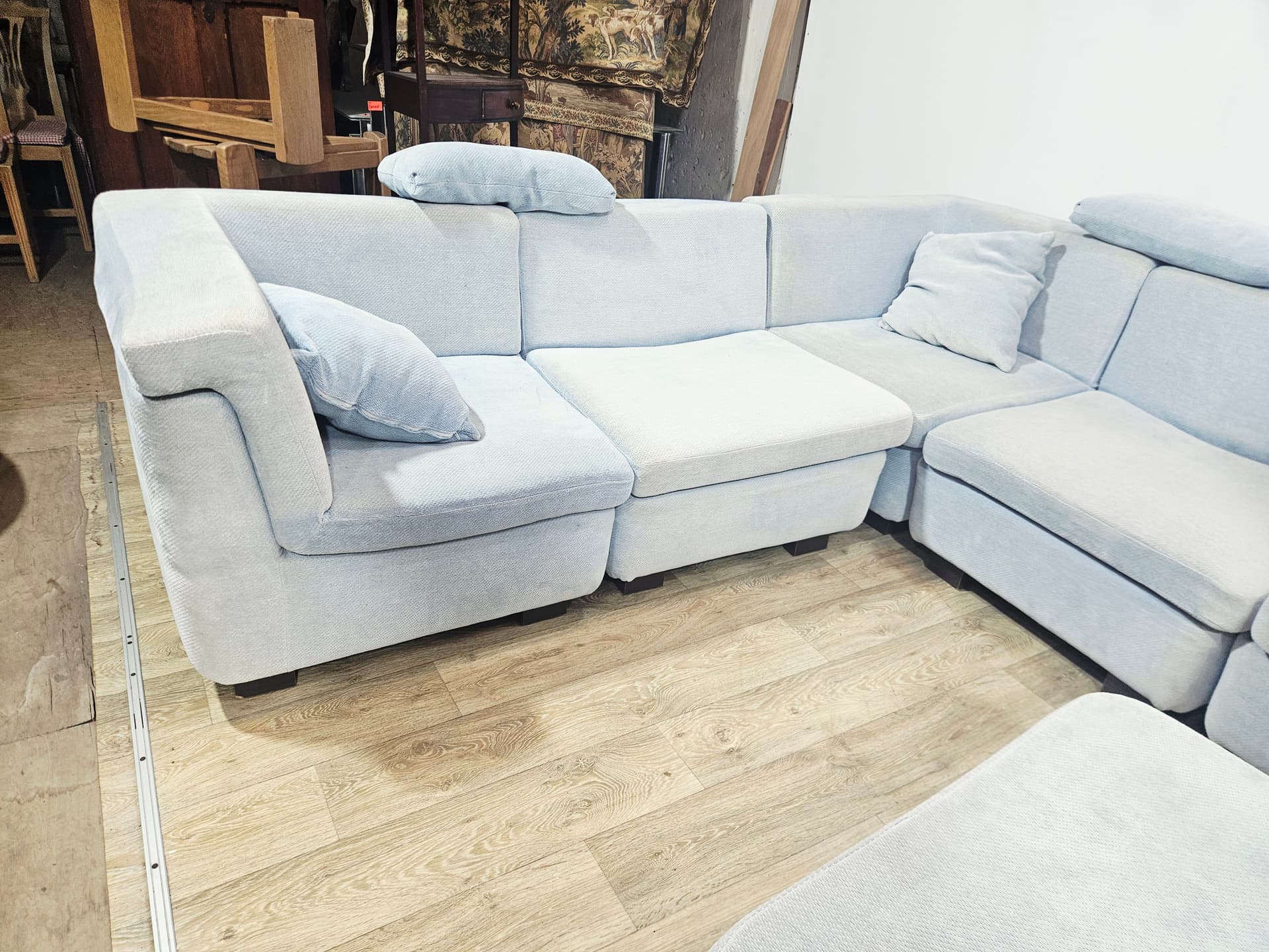 Modular corner sofa set, Rolf Benz, blue velvet, 1970s - 348083
