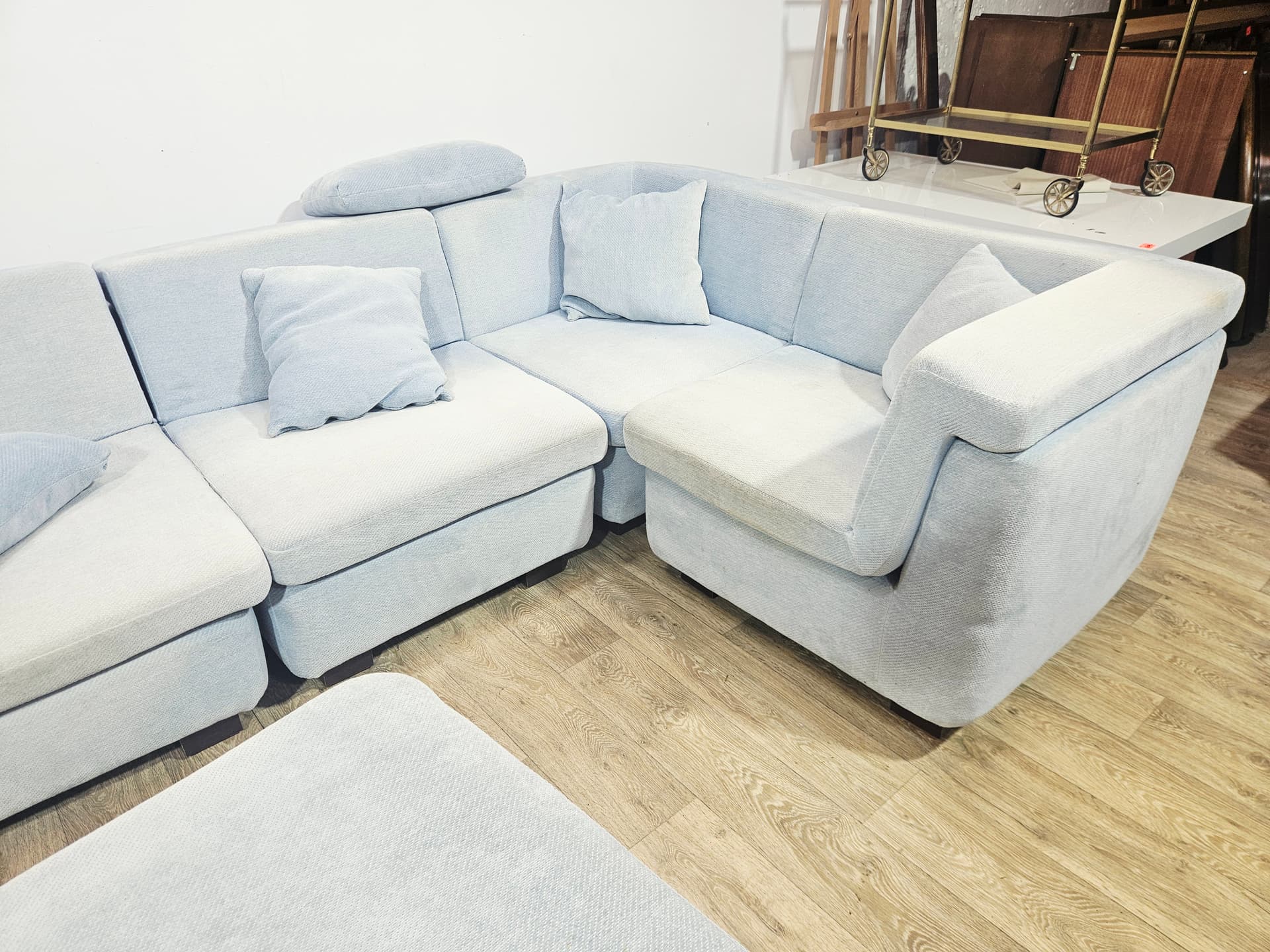 Modular corner sofa set, Rolf Benz, blue velvet, 1970s - 348084