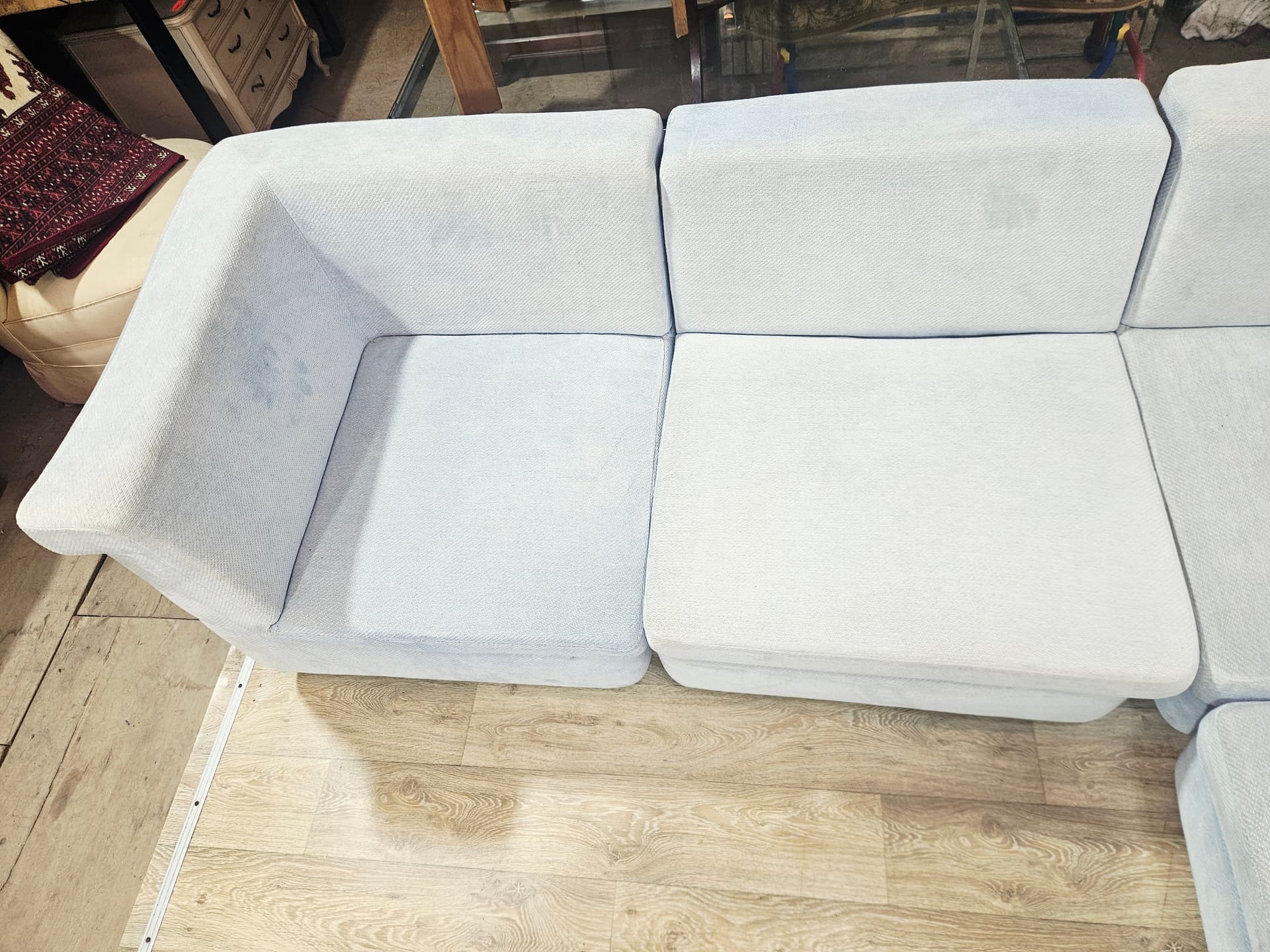 Modular corner sofa set, Rolf Benz, blue velvet, 1970s - 348079