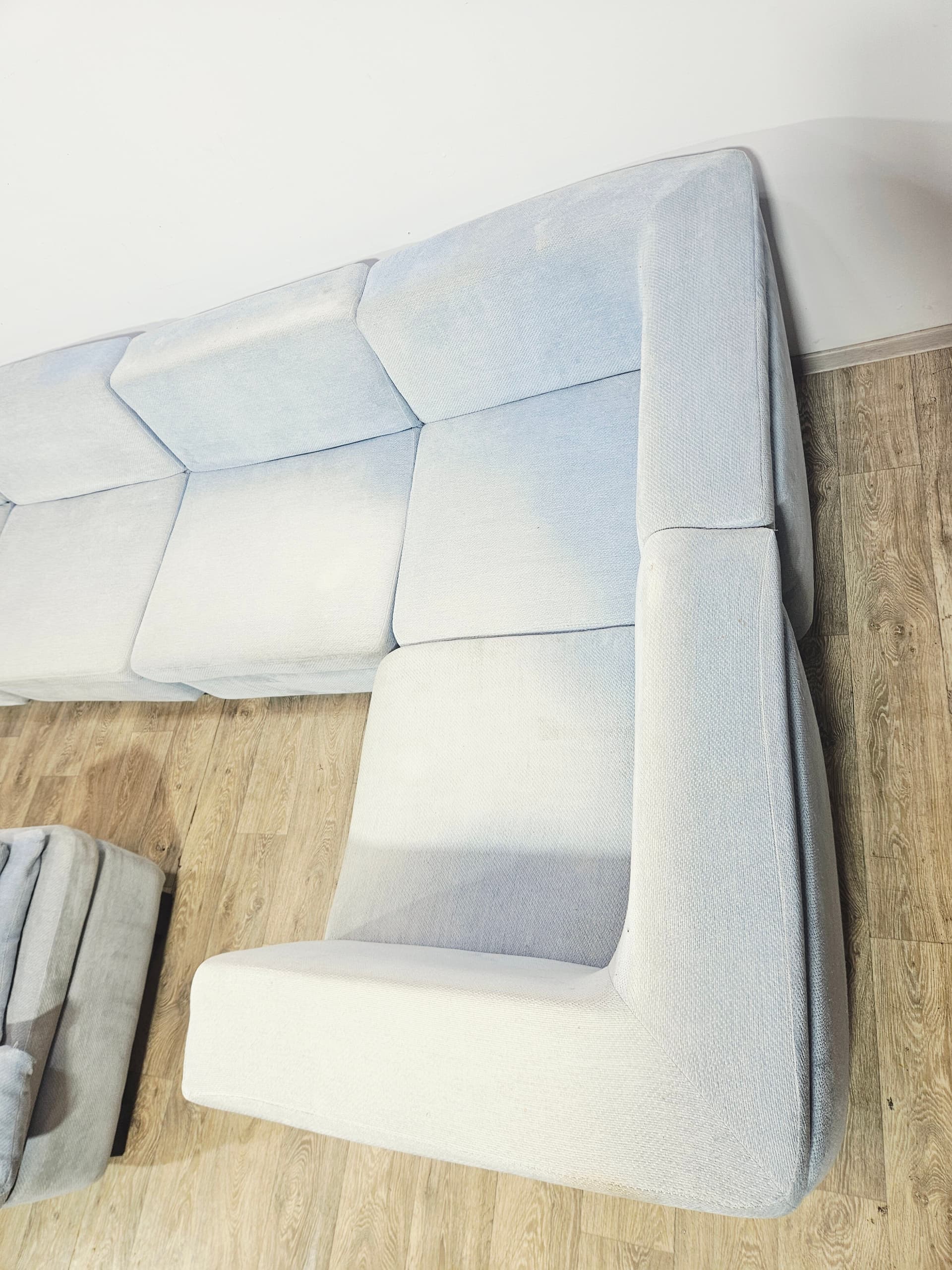 Modular corner sofa set, Rolf Benz, blue velvet, 1970s - 348075
