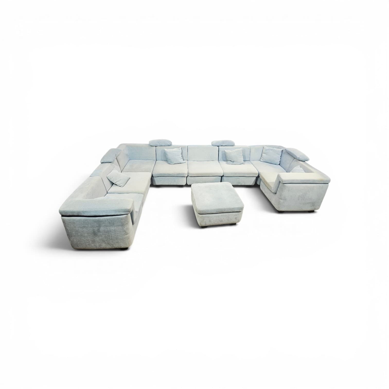 Modular corner sofa set, Rolf Benz, blue velvet, 1970s - 348070