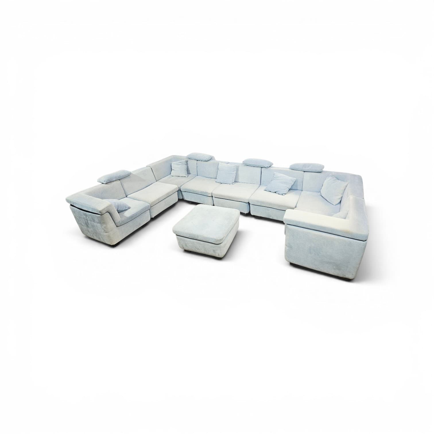 Modular corner sofa set, Rolf Benz, blue velvet, 1970s - 348071