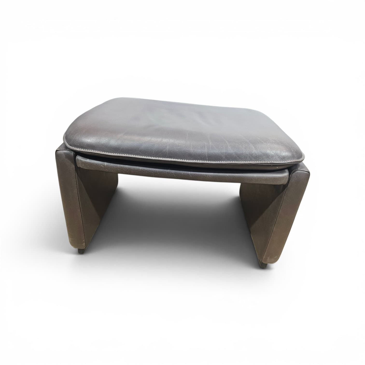 Pouf, vintage, brown leather, de Sede - 348099