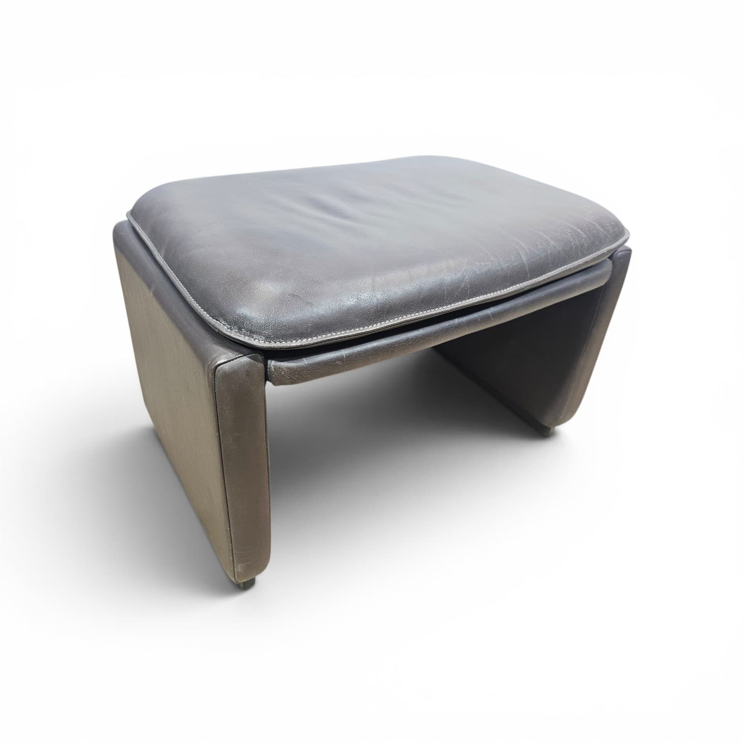 Pouf, vintage, brown leather, de Sede - 348098