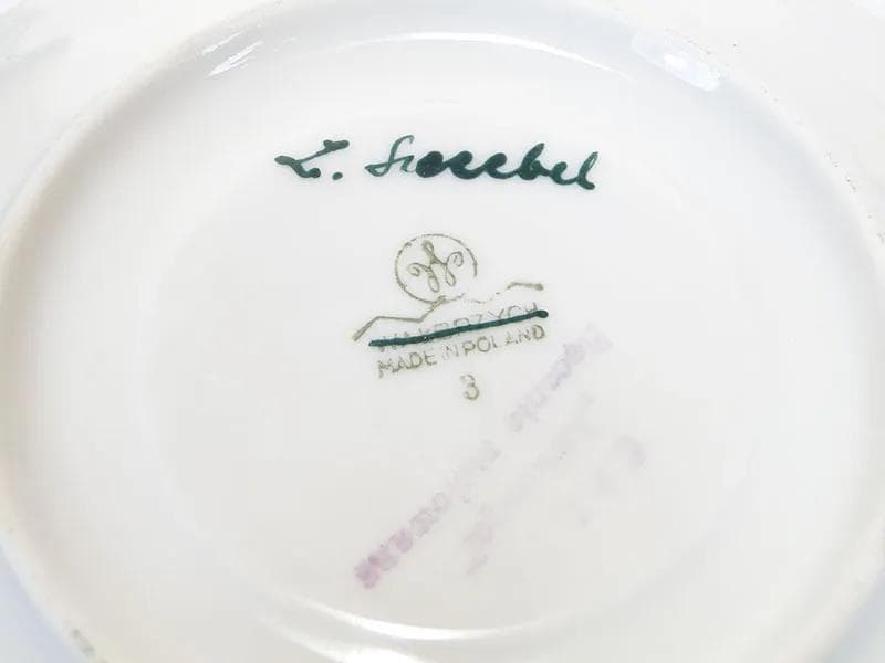 Cup New Look, grey, porcelain, hand-painted by Z. Szczebel, Kwiatogal, Poland, 1960s - 25769