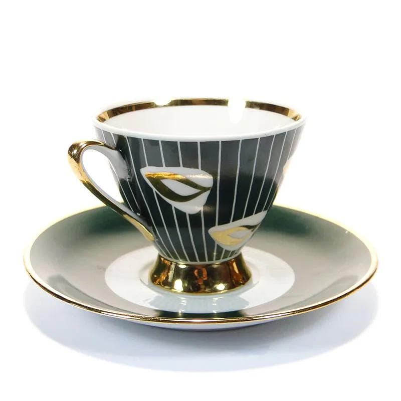 Cup New Look, grey, porcelain, hand-painted by Z. Szczebel, Kwiatogal, Poland, 1960s - 25765