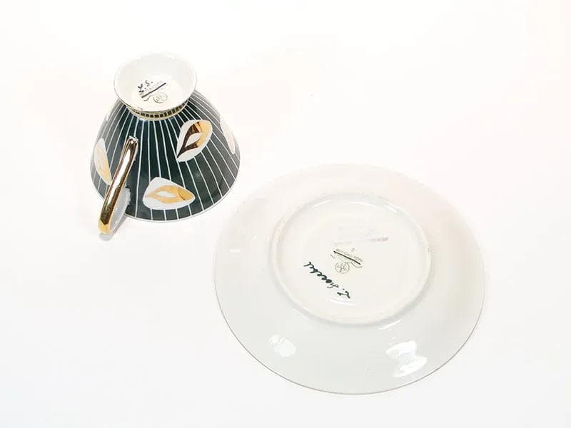 Cup New Look, grey, porcelain, hand-painted by Z. Szczebel, Kwiatogal, Poland, 1960s - 25767