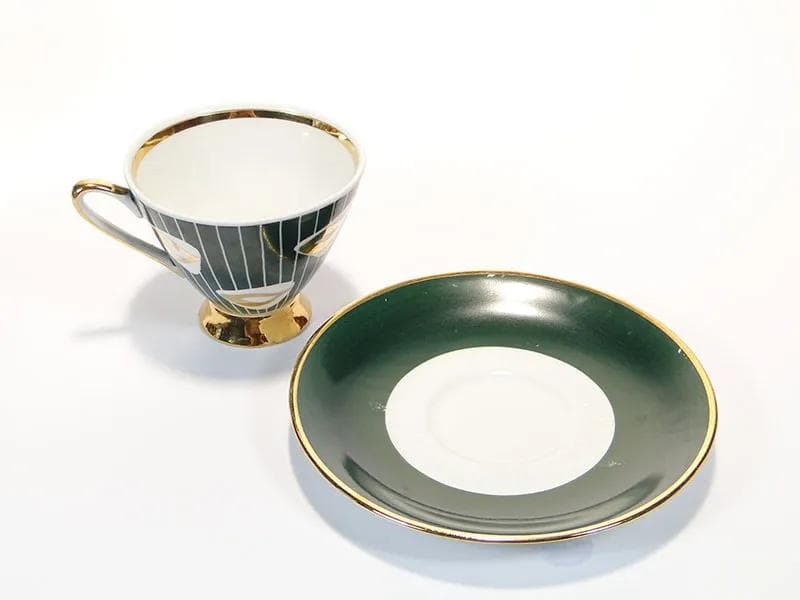 Cup New Look, grey, porcelain, hand-painted by Z. Szczebel, Kwiatogal, Poland, 1960s - 25766