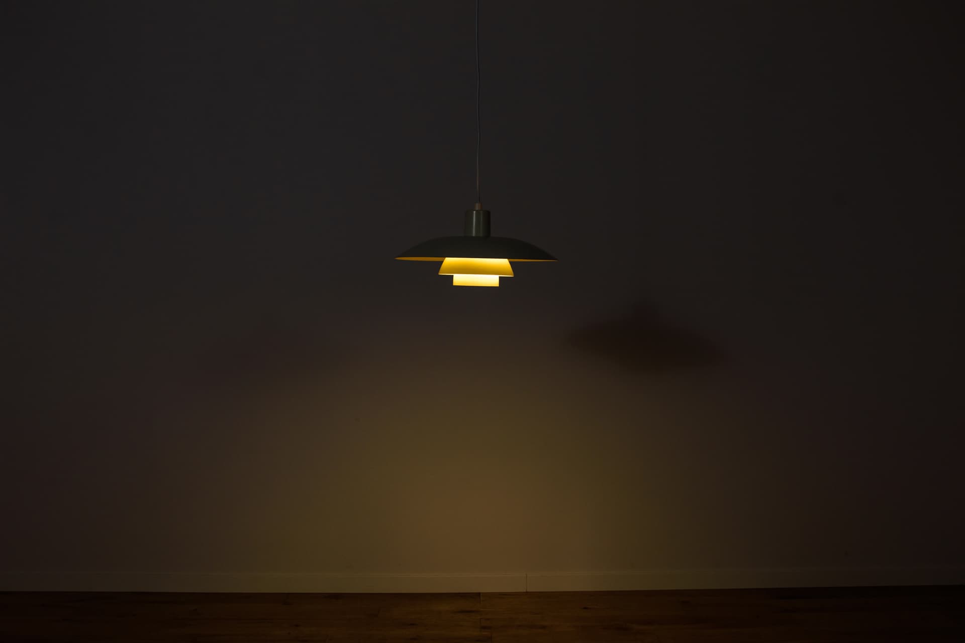 Pendant lamp PH 4/3, white metal, by P. Henningsen, Louis Poulsen, Denmark, 1960s. - 348592