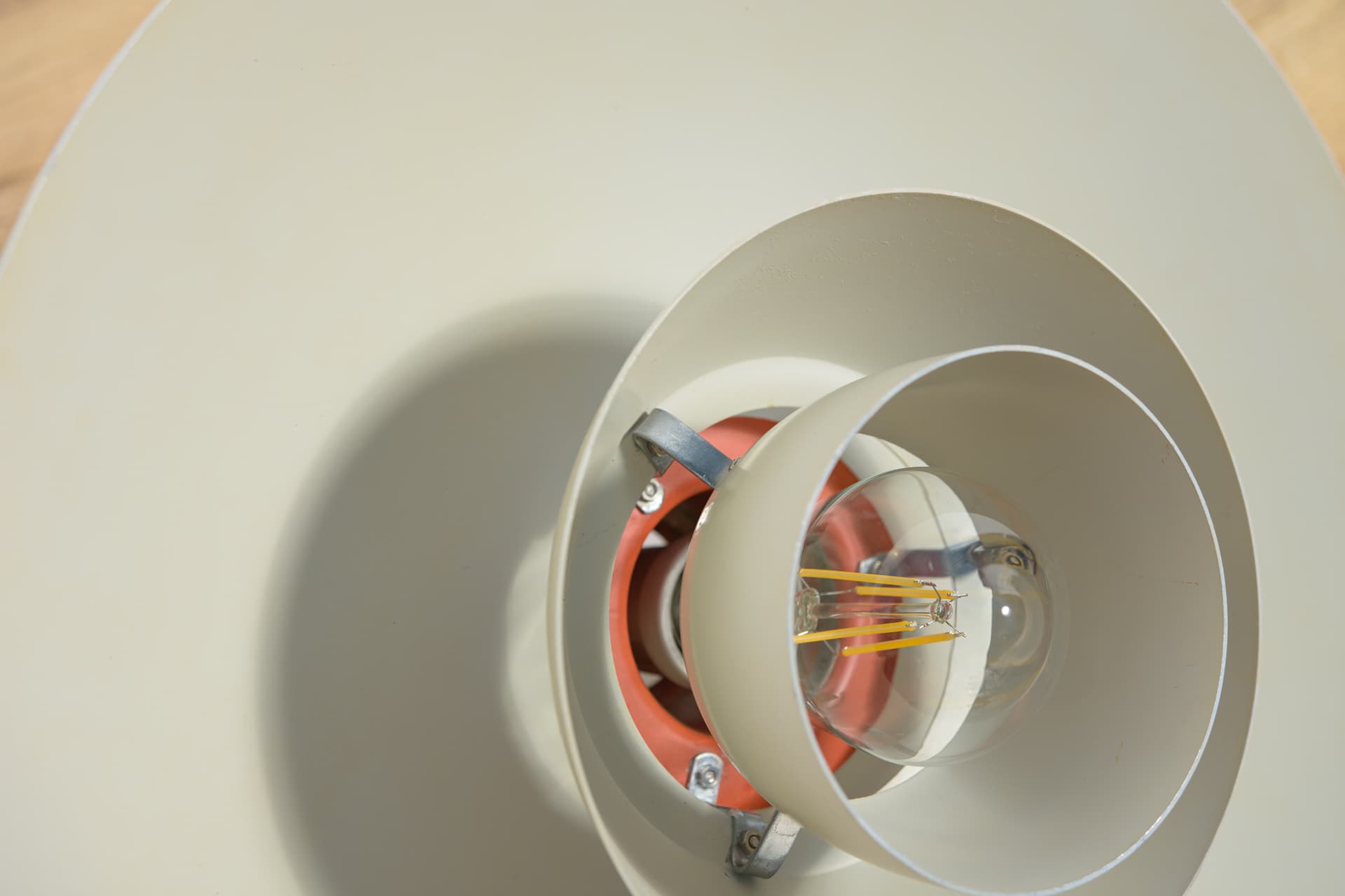Pendant lamp PH 4/3, white metal, by P. Henningsen, Louis Poulsen, Denmark, 1960s. - 348594