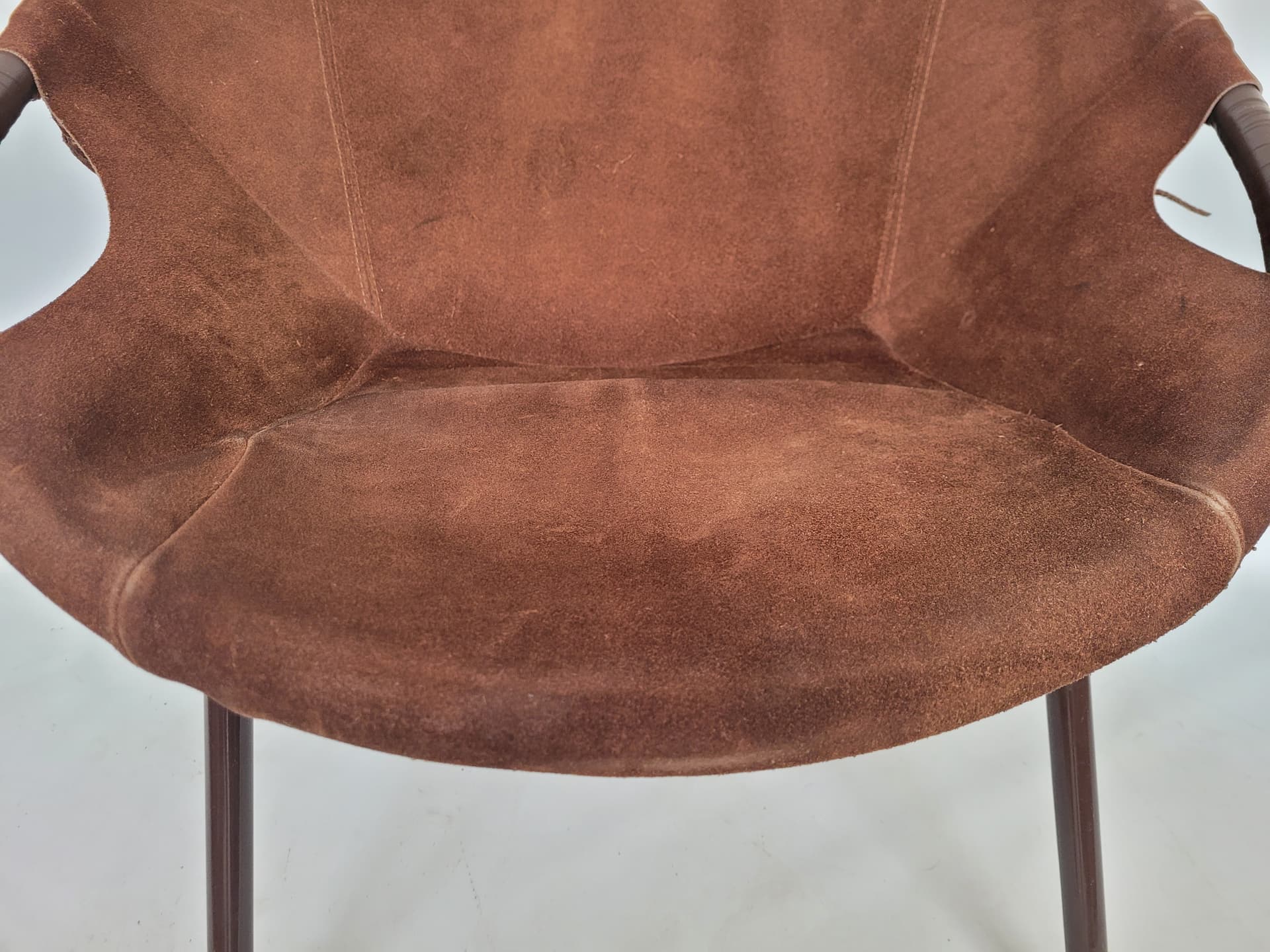 Armchair Balloon, brown suede, black metal, Lusch & Co, Germany, 1960s. - 348613