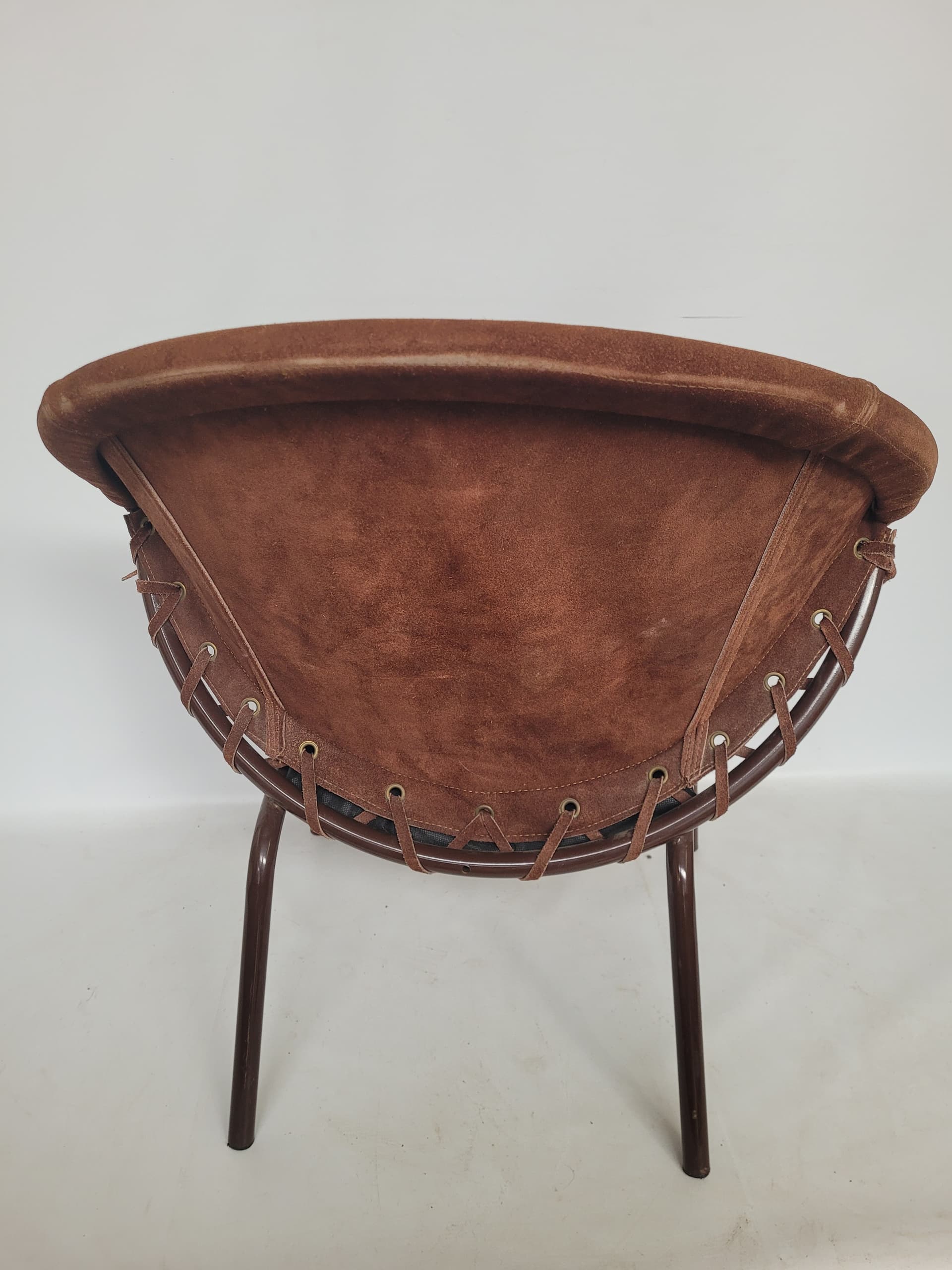 Armchair Balloon, brown suede, black metal, Lusch & Co, Germany, 1960s. - 348612