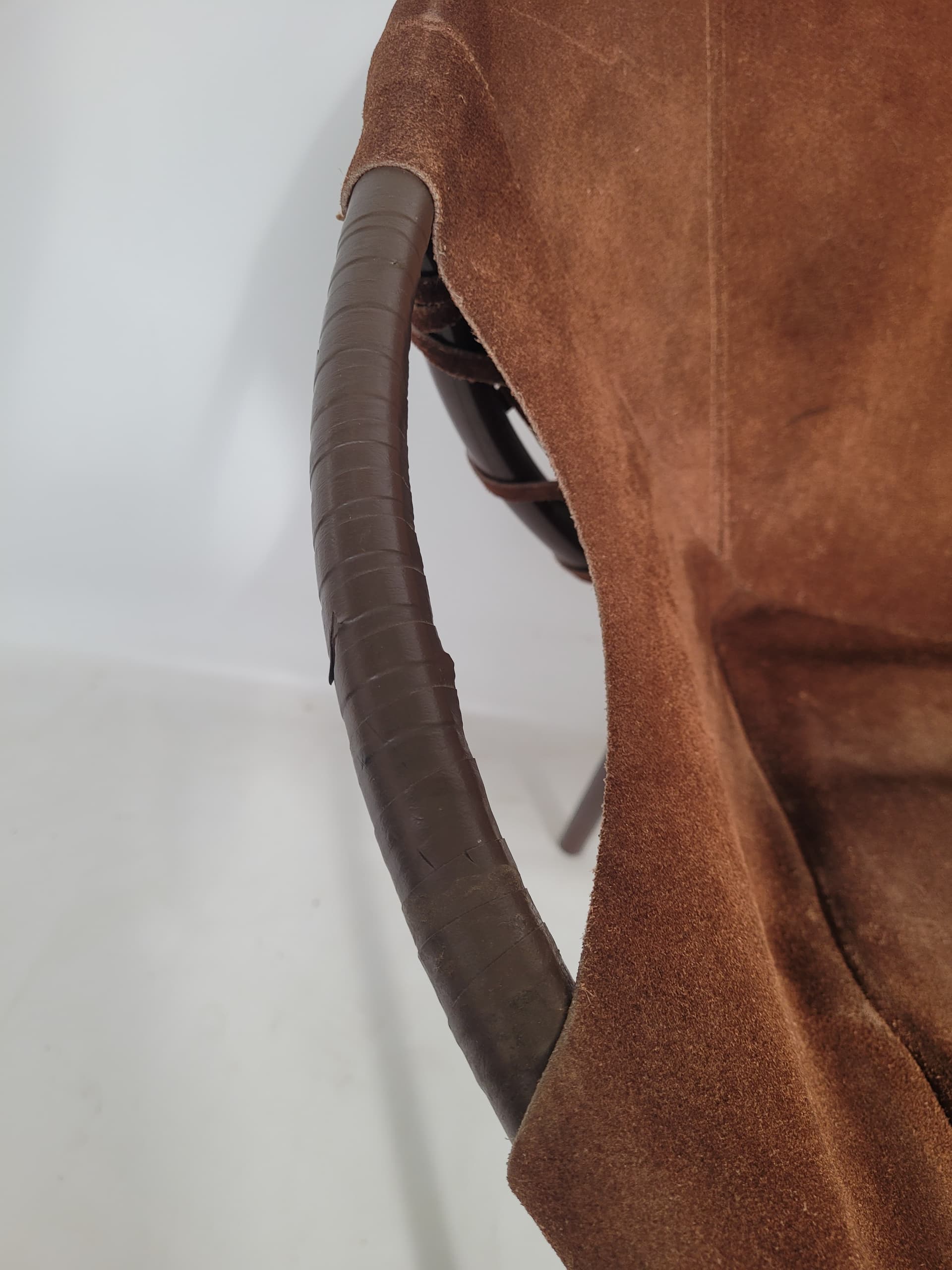 Armchair Balloon, brown suede, black metal, Lusch & Co, Germany, 1960s. - 348608