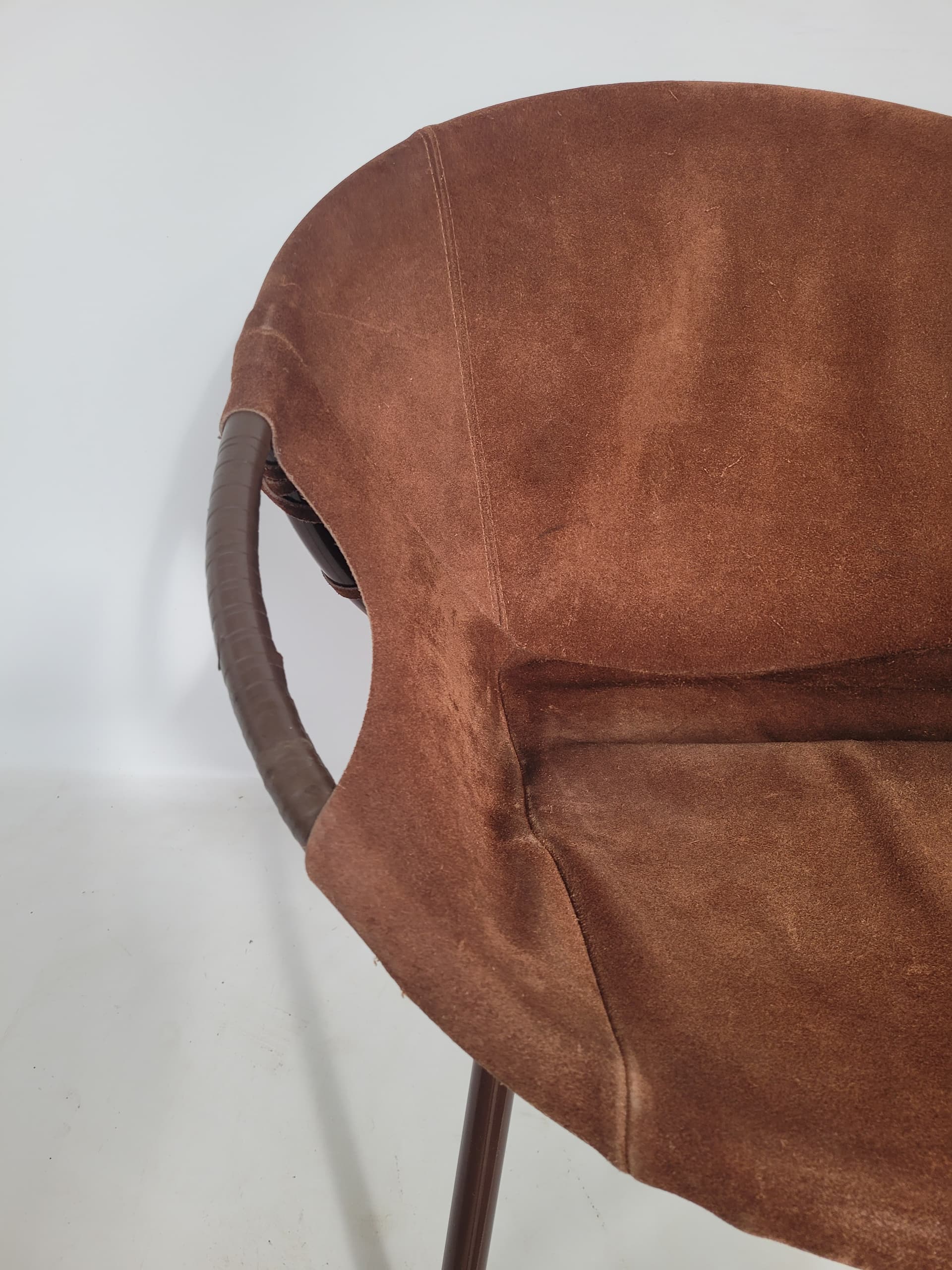 Armchair Balloon, brown suede, black metal, Lusch & Co, Germany, 1960s. - 348615