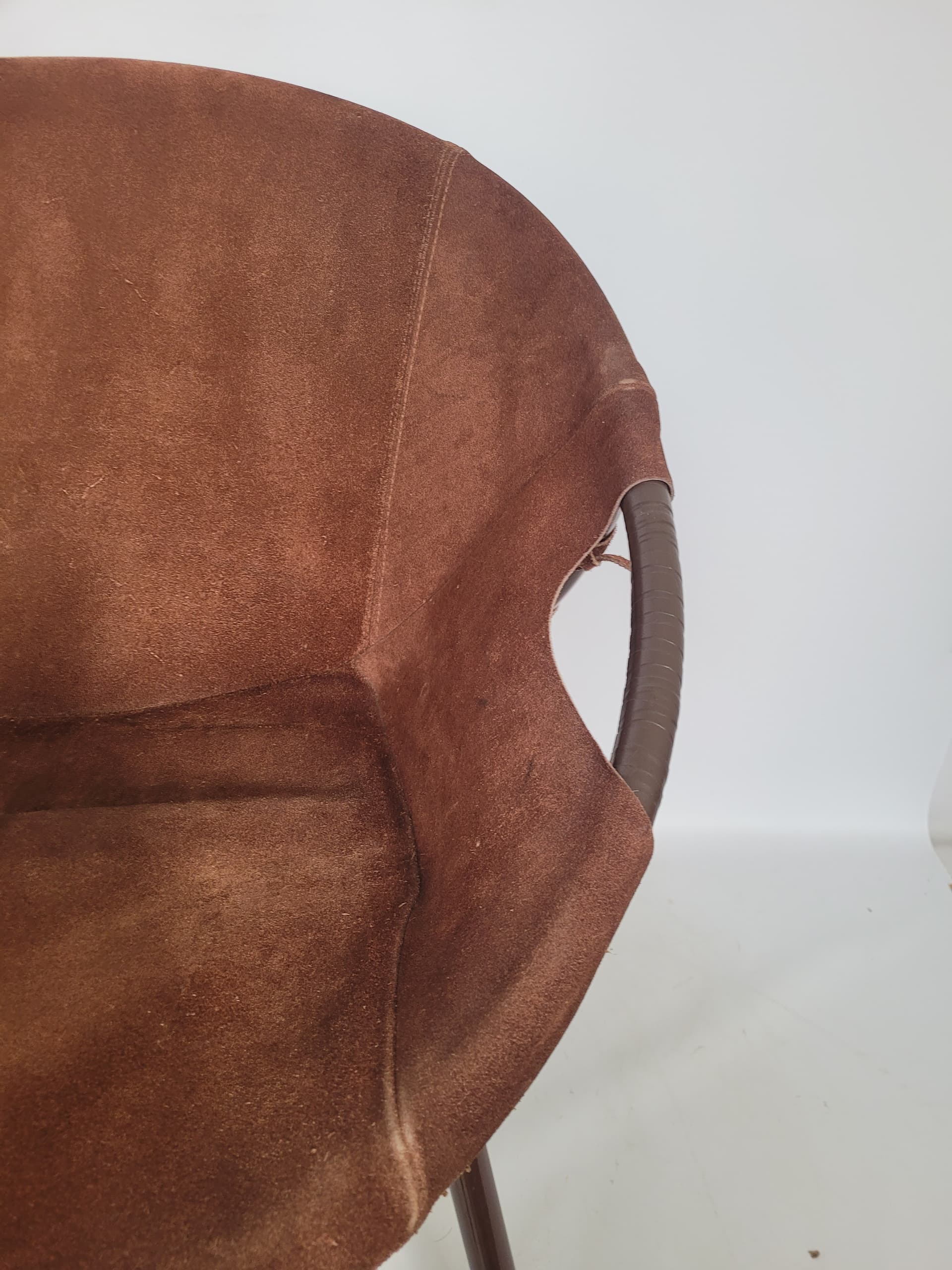 Armchair Balloon, brown suede, black metal, Lusch & Co, Germany, 1960s. - 348617
