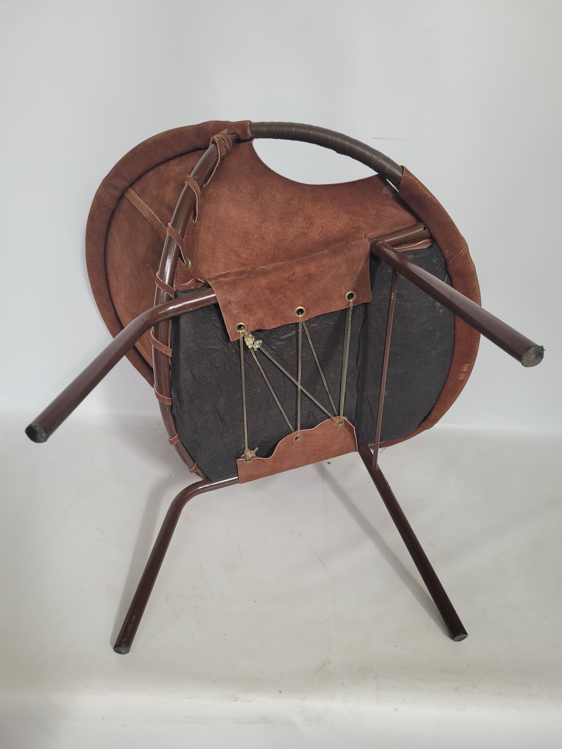 Armchair Balloon, brown suede, black metal, Lusch & Co, Germany, 1960s. - 348607