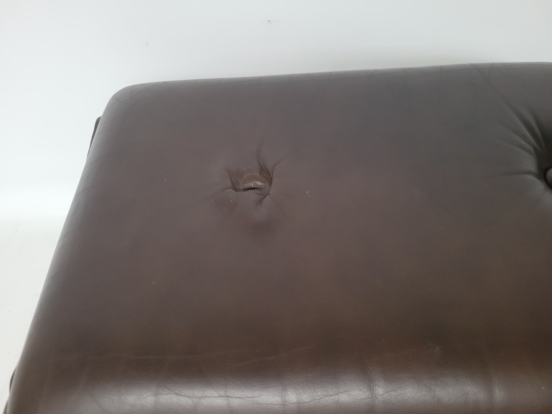 Ottoman, oak, brown leather, 1980s - 348644