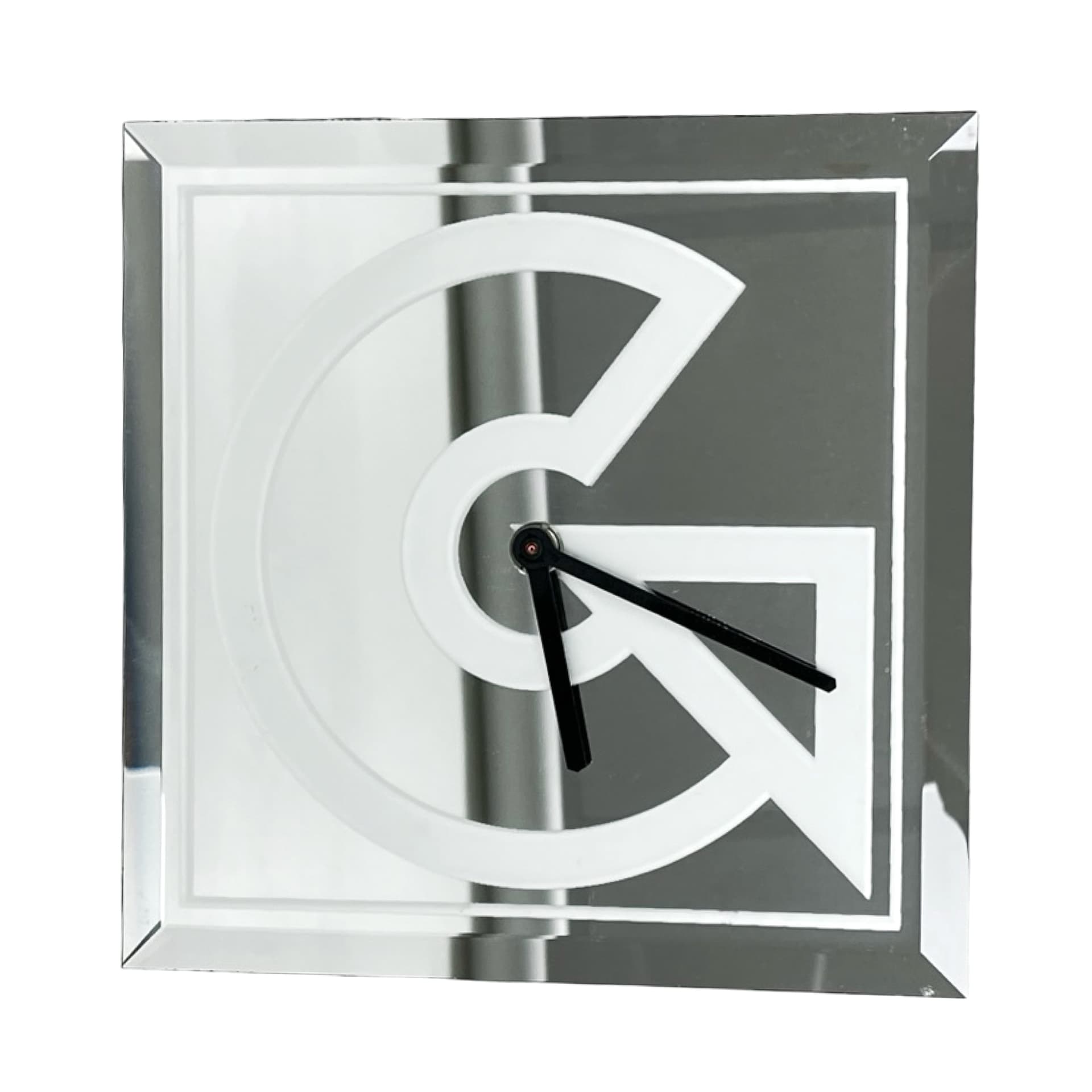 Wall clock, mirrored silver, glass, Kienzle, Germany, 1980s. - 348654