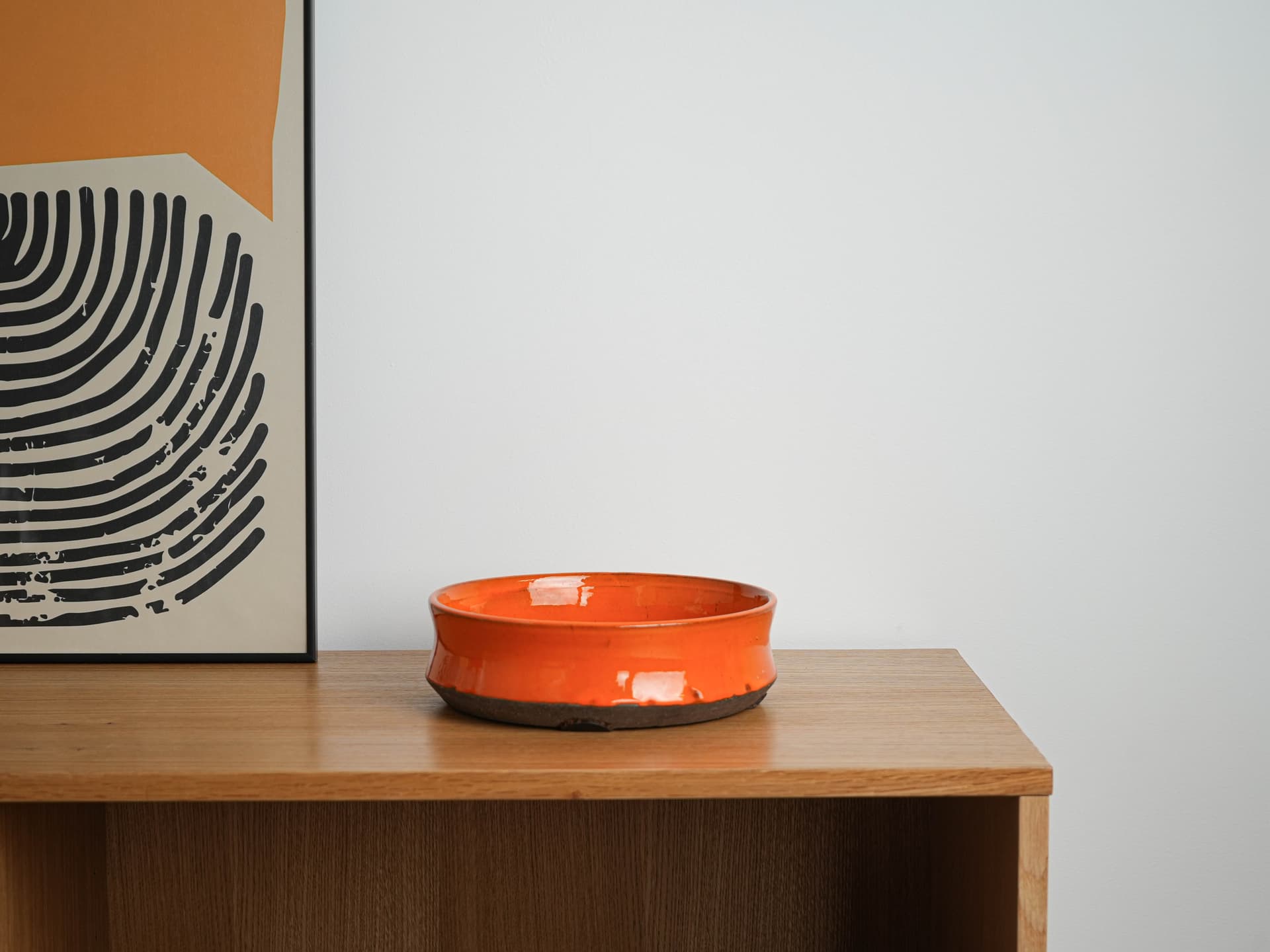 Bowl, orange, ceramics, Denmark, 1960s. - 348922