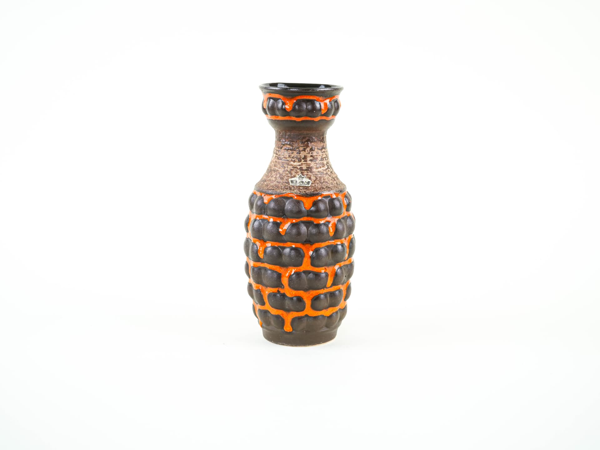Vase, segmented, brown orange, ceramics, Germany, 1960s. - 348942