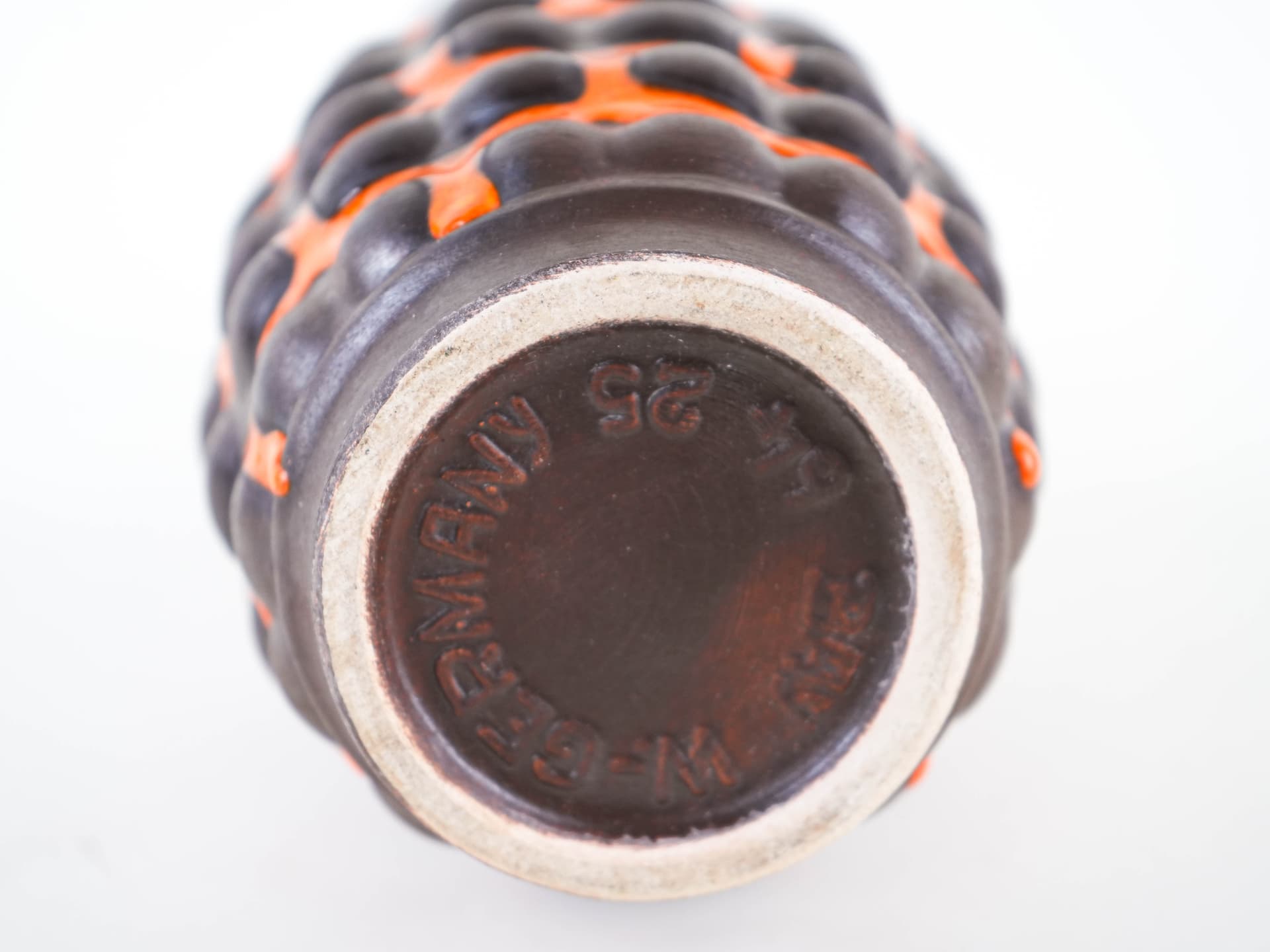 Vase, segmented, brown orange, ceramics, Germany, 1960s. - 348945